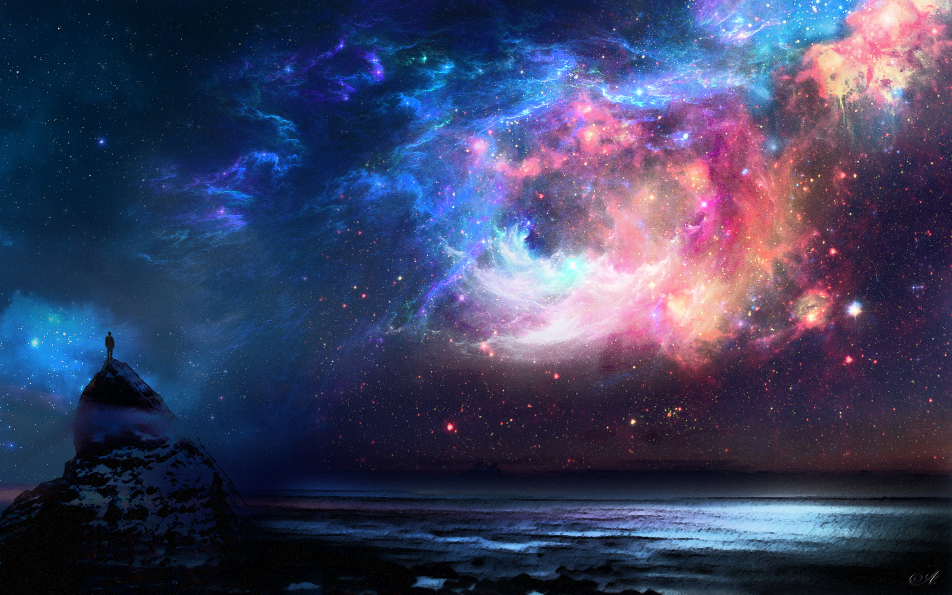 Download mobile wallpaper Stars, Ocean, Nebula, Space, Sci Fi for free.