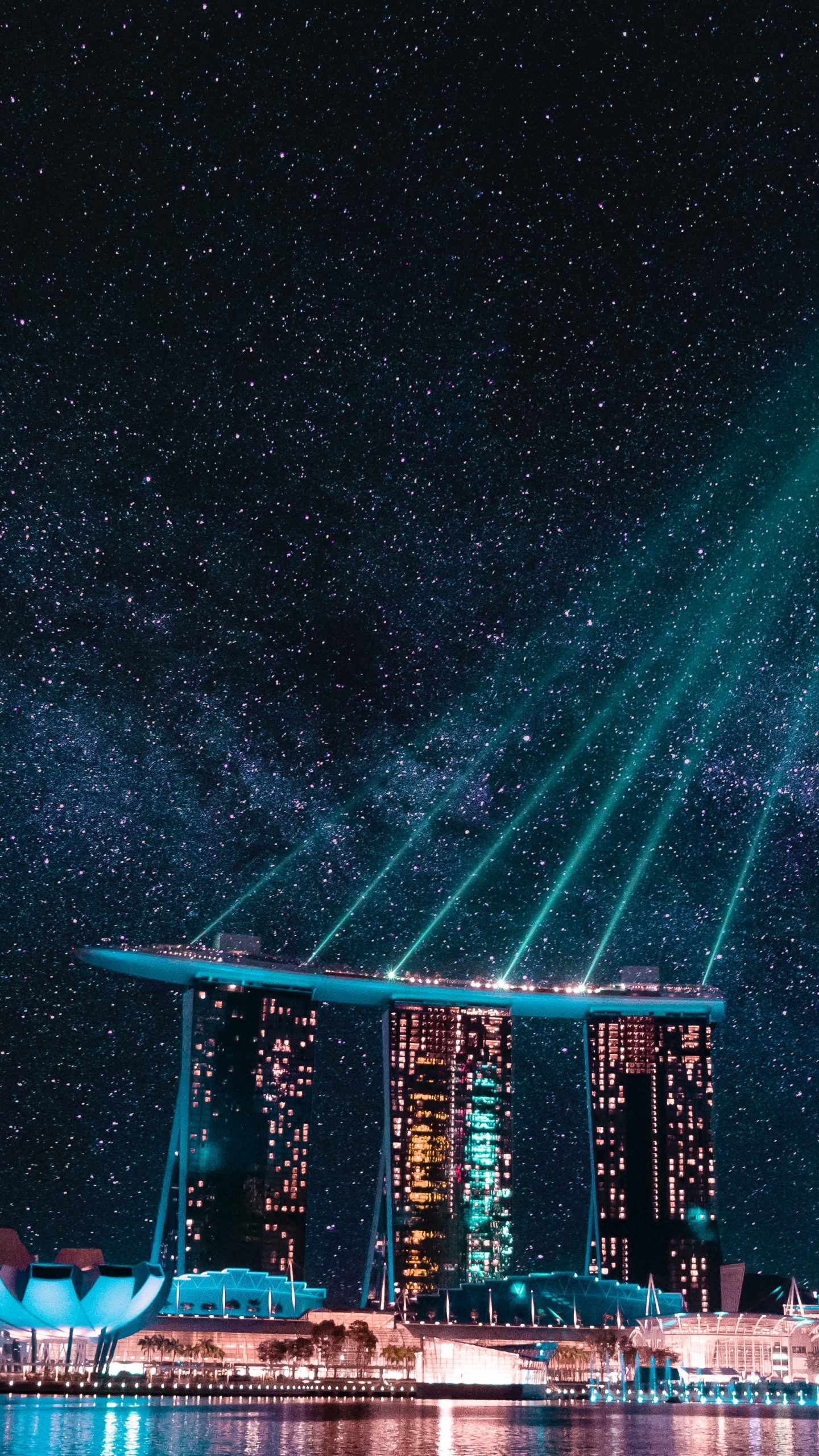 Download mobile wallpaper Sky, Night, Singapore, Man Made, Marina Bay Sands, Marina Bay for free.