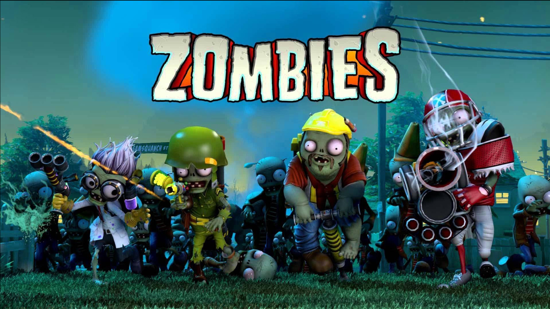 video game, plants vs zombies : garden warfare, all star zombie, engineer zombie (plants vs zombies), foot soldier zombie (plants vs zombies), scientist zombie (plants vs zombies)