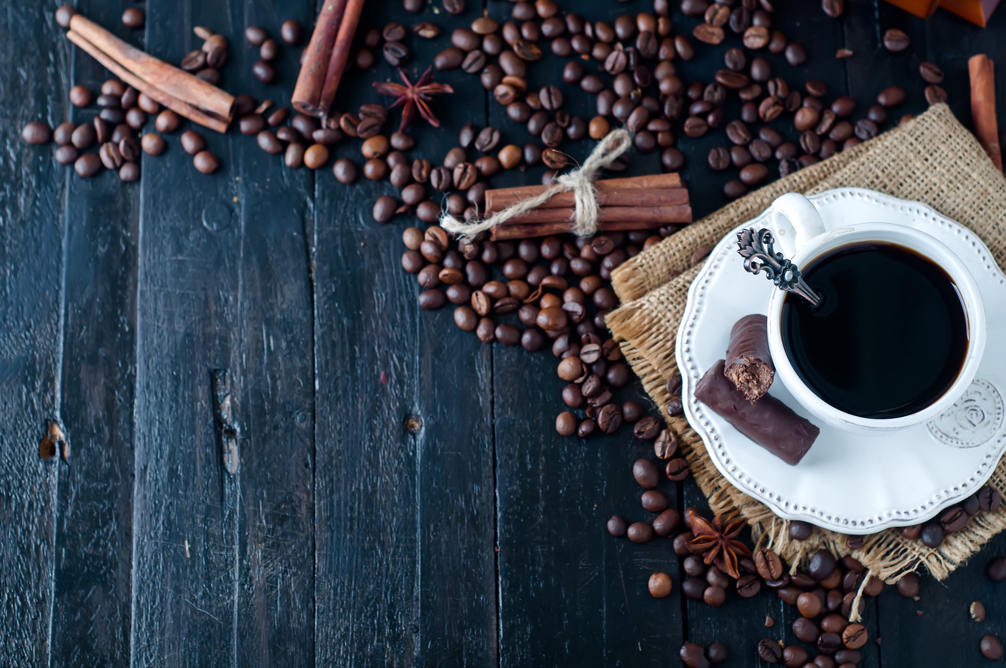 Download mobile wallpaper Food, Coffee, Still Life, Cinnamon, Cup, Drink, Coffee Beans for free.