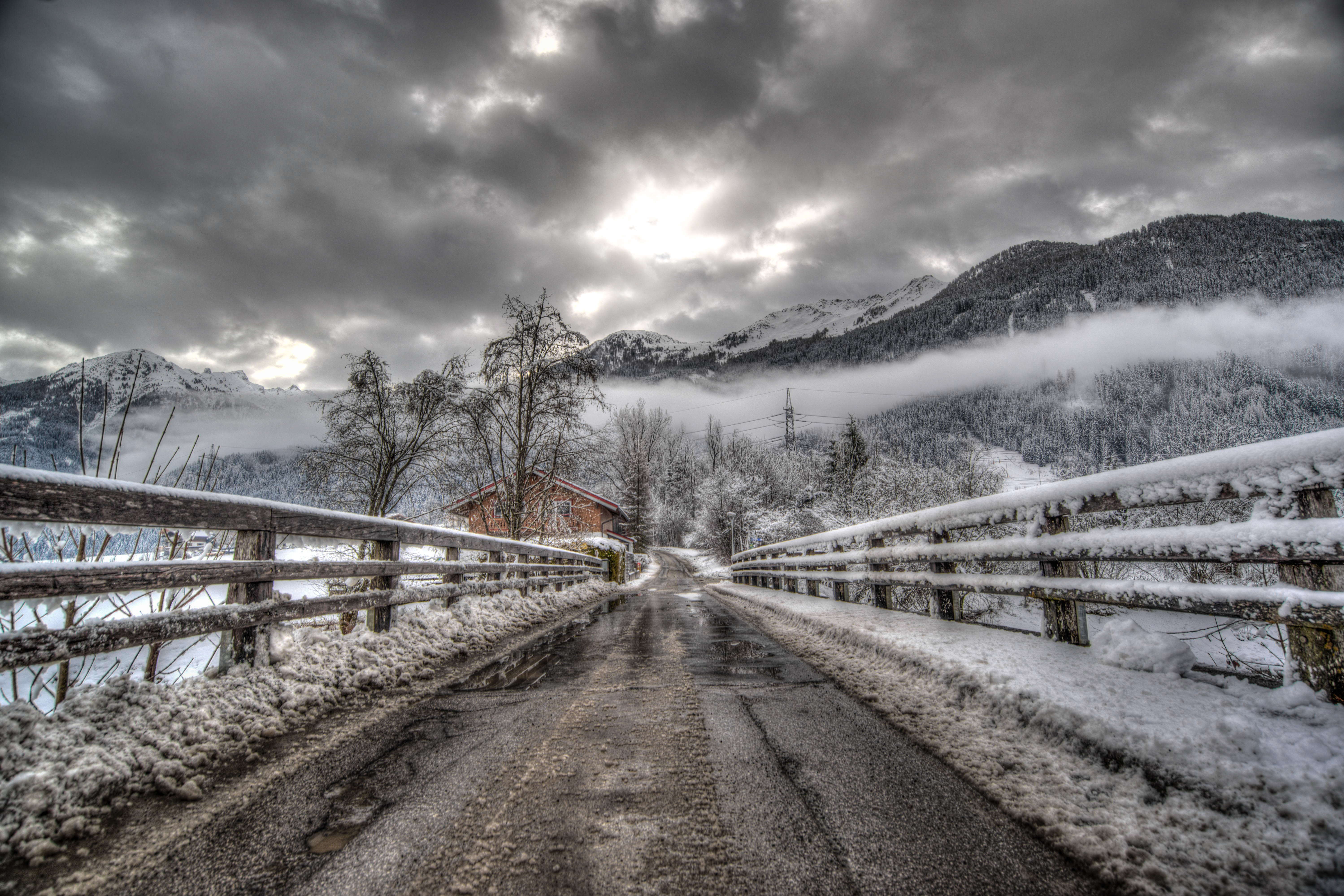 Free download wallpaper Road, Dahl, Nature, Mountains, Snow, Distance on your PC desktop