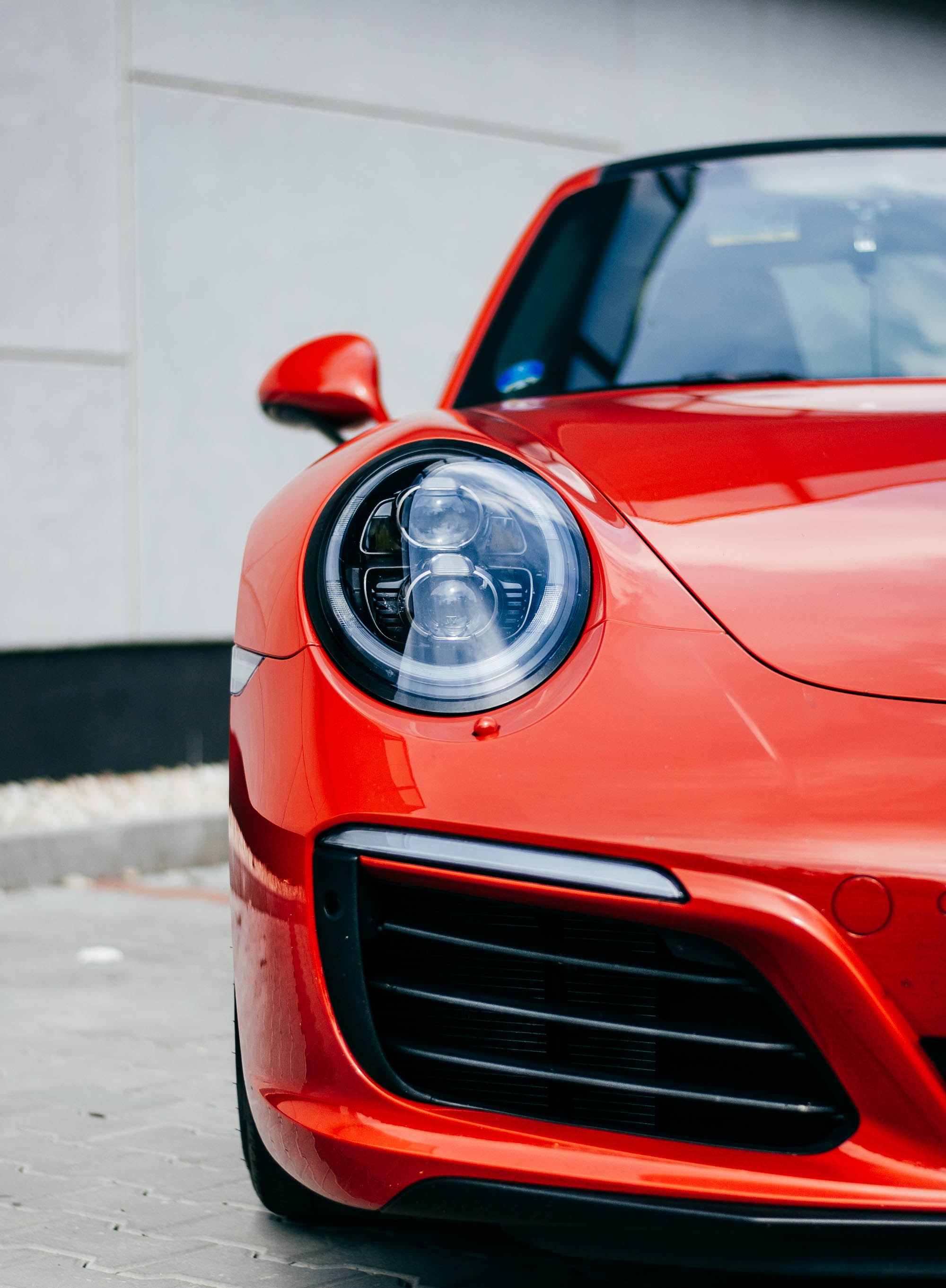 front view, headlight, cars, red, car, close up, machine Full HD