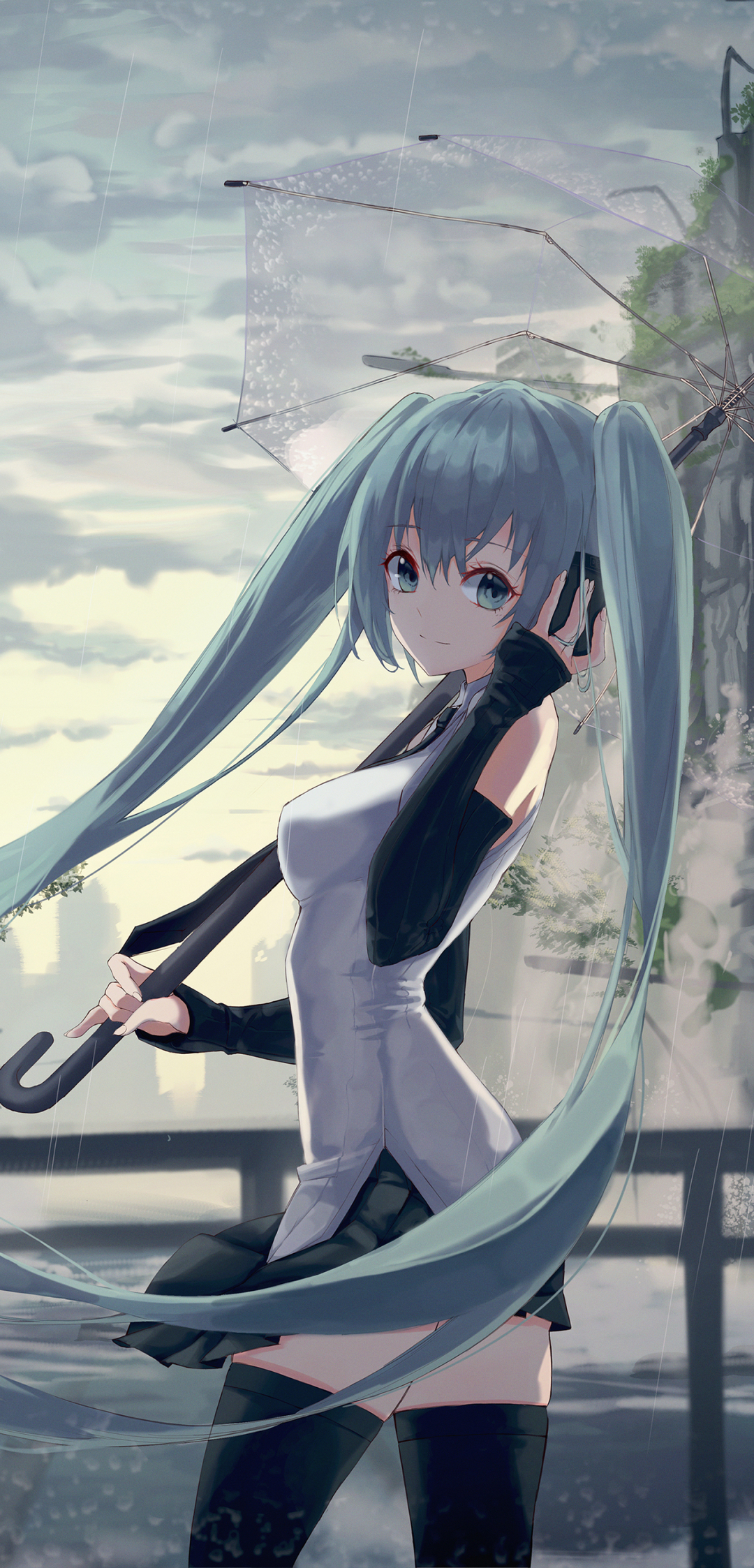 Handy-Wallpaper Vocaloid, Blaue Augen, Blaue Haare, Hatsune Miku, Animes, Lange Haare kostenlos herunterladen.