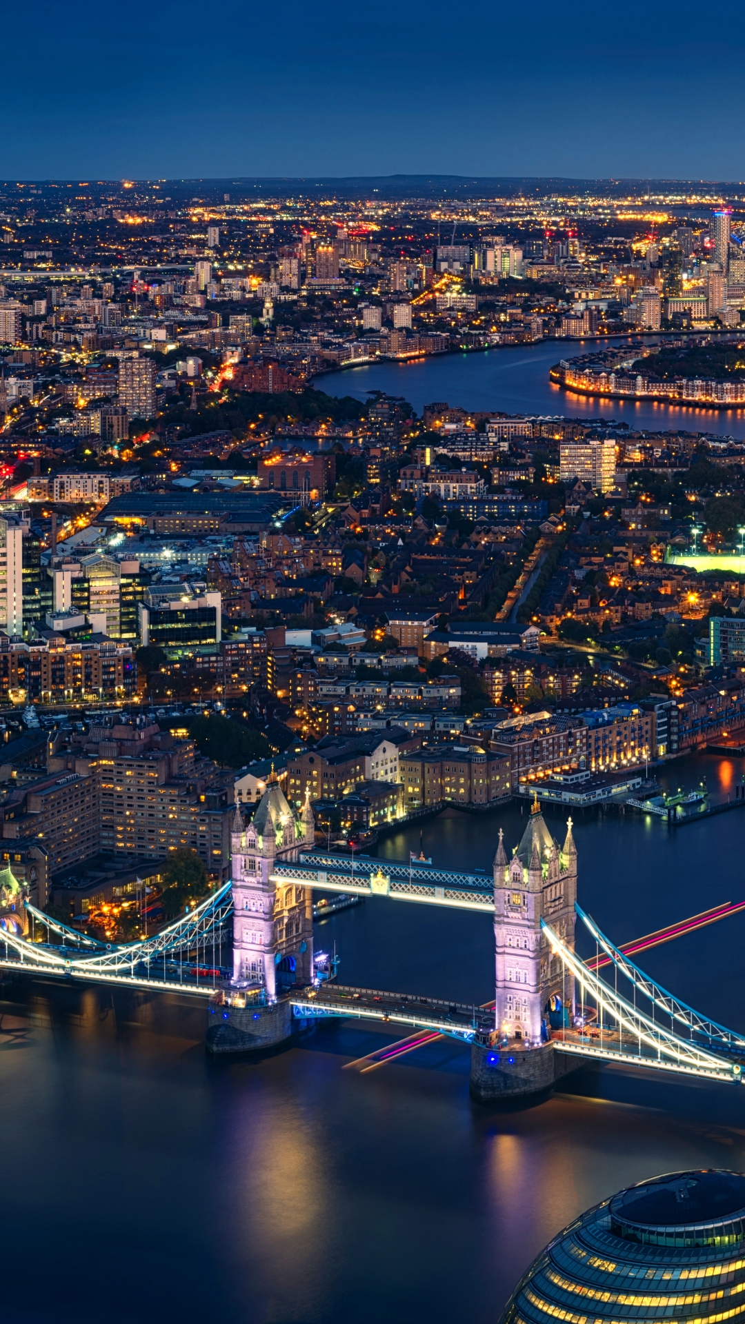 Download mobile wallpaper Cities, Night, London, City, Building, Horizon, Cityscape, River, United Kingdom, Thames, Tower Bridge, Man Made for free.