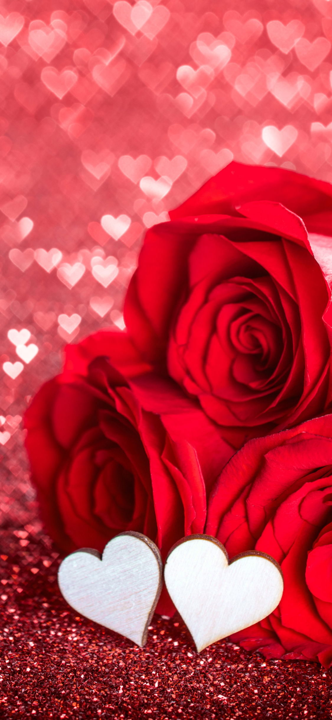Download mobile wallpaper Valentine's Day, Love, Flower, Rose, Holiday, Bokeh, Red Rose, Romantic, Red Flower, Heart Shaped for free.