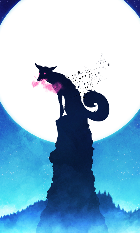 Download mobile wallpaper Fantasy, Night, Moon, Fox, Fantasy Animals for free.