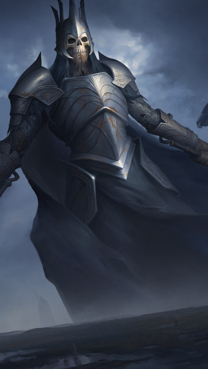 Download mobile wallpaper Dark, Crown, Warrior, Armor, Sword, Grim Reaper, Scythe for free.