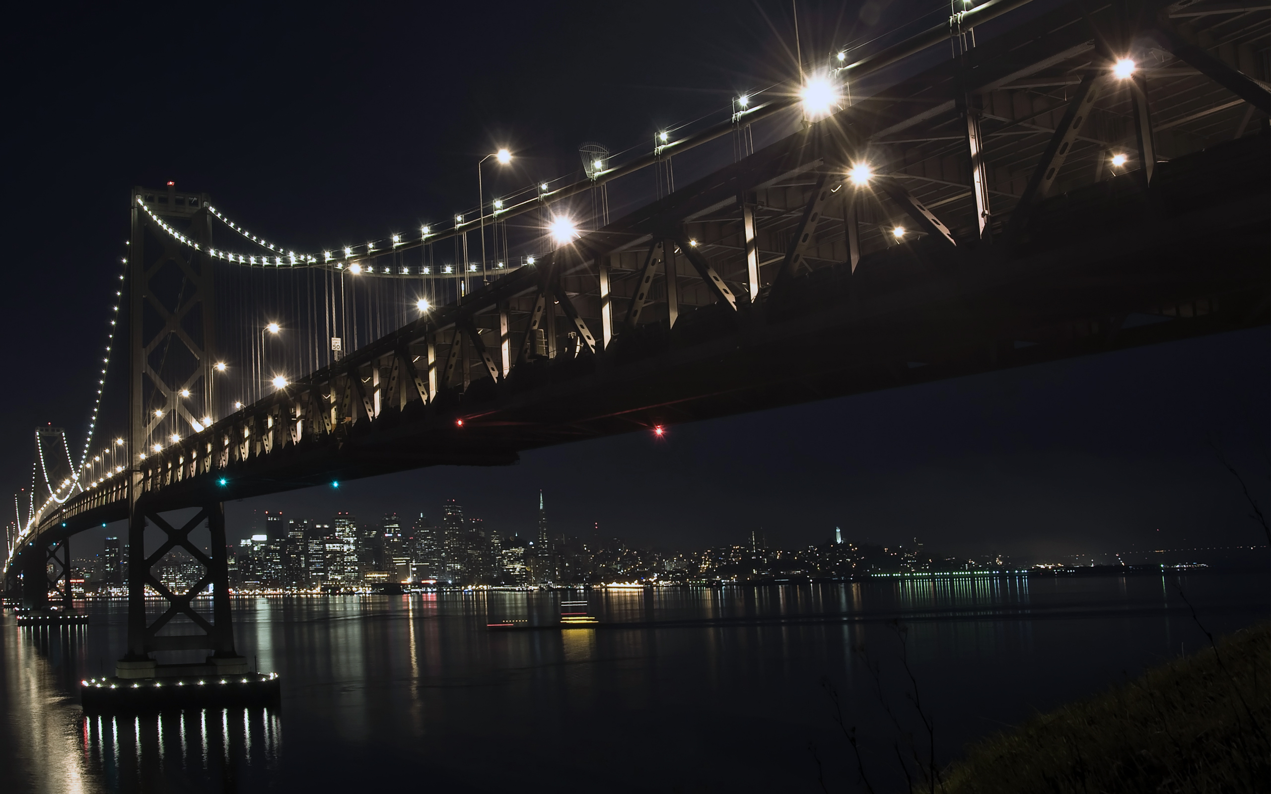 Laden Sie das San Francisco, Bucht Brücke, Brücken, Menschengemacht-Bild kostenlos auf Ihren PC-Desktop herunter