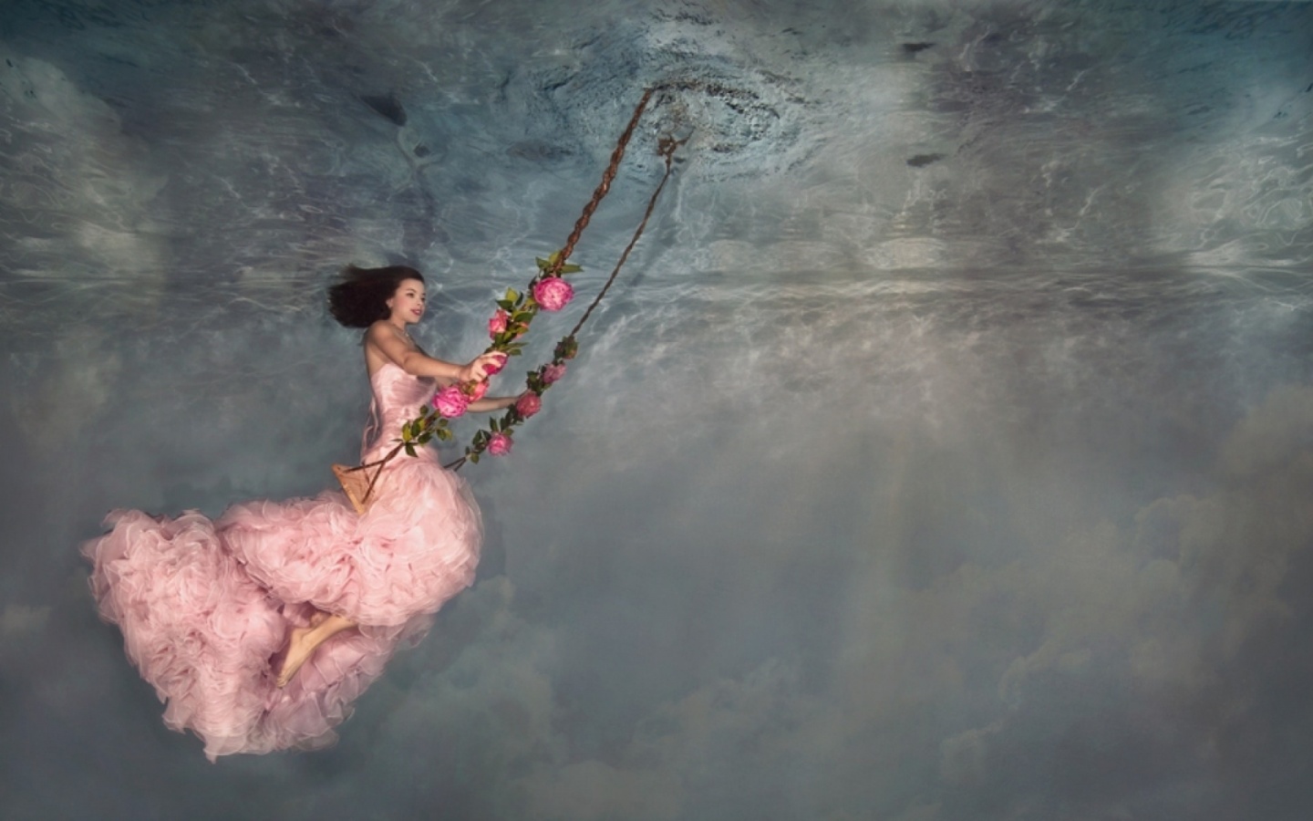 Download mobile wallpaper Fantasy, Swing, Underwater, Women for free.