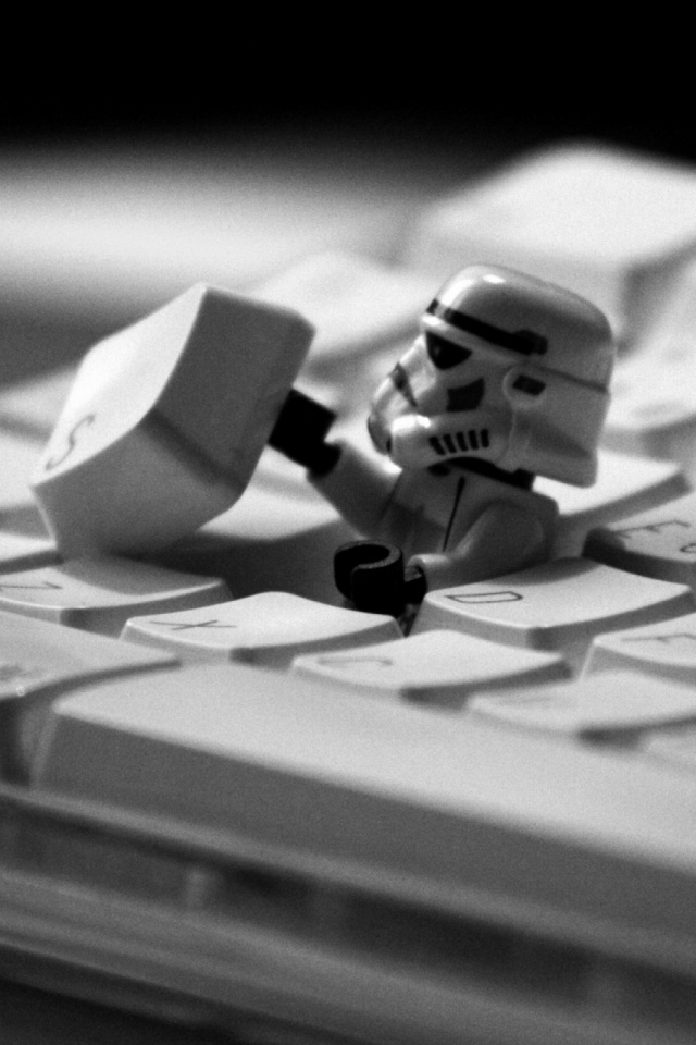 Download mobile wallpaper Star Wars, Lego, Keyboard, Products, Humor, Black & White for free.