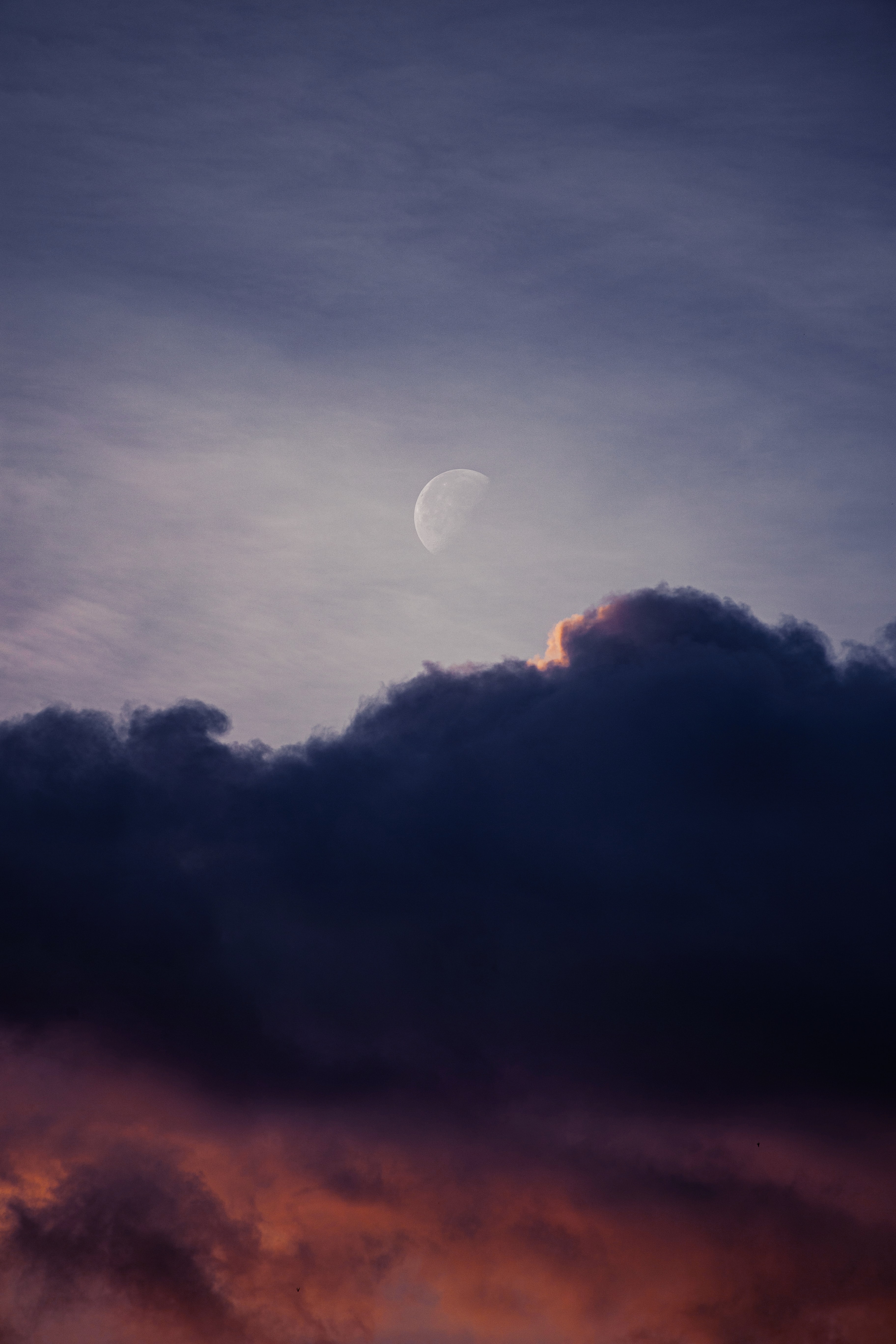 Download mobile wallpaper Clouds, Full Moon, Evening, Nature, Sky, Moon for free.