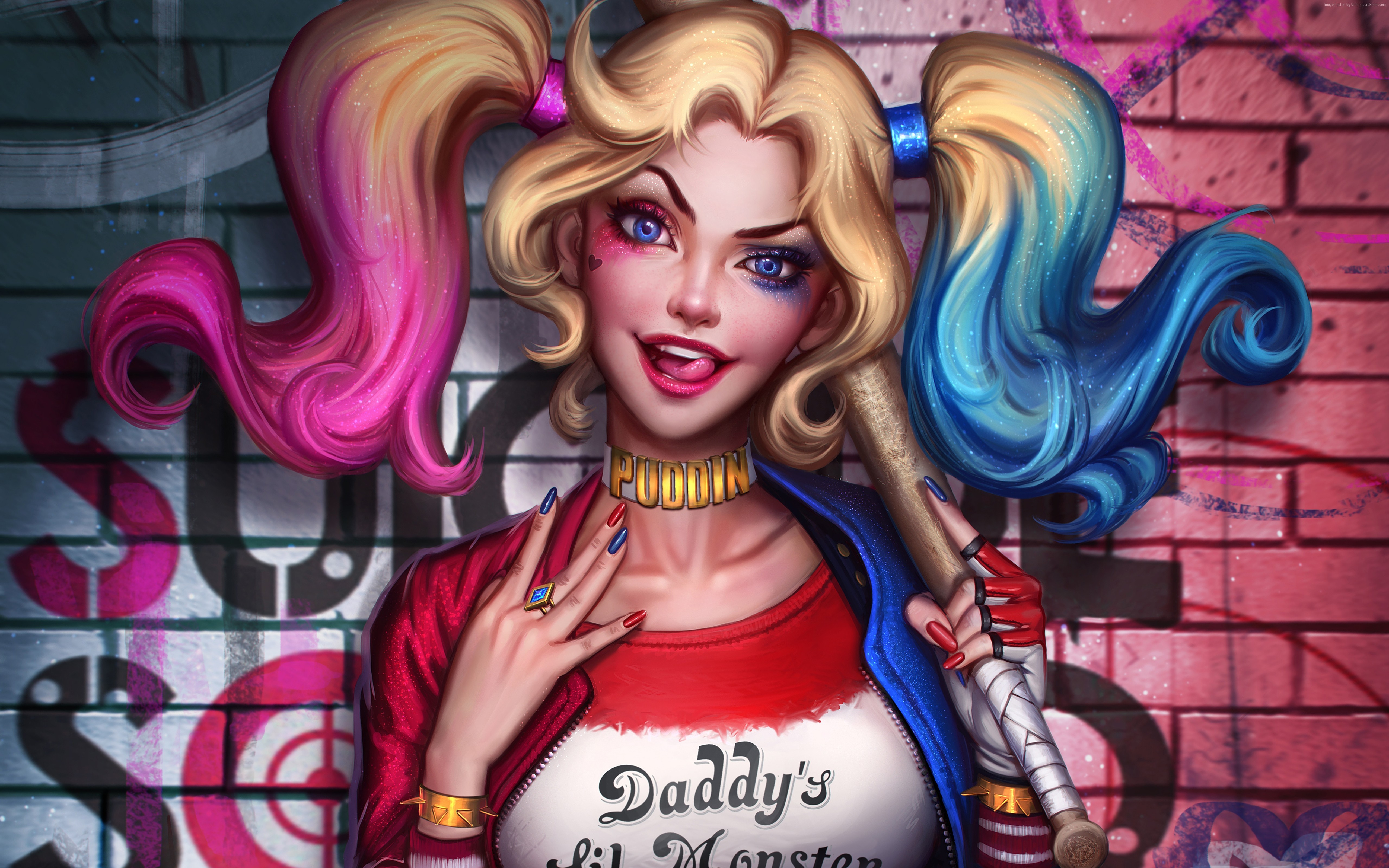 Download mobile wallpaper Blue Eyes, Comics, Harley Quinn, Dc Comics, Twintails, Two Toned Hair for free.