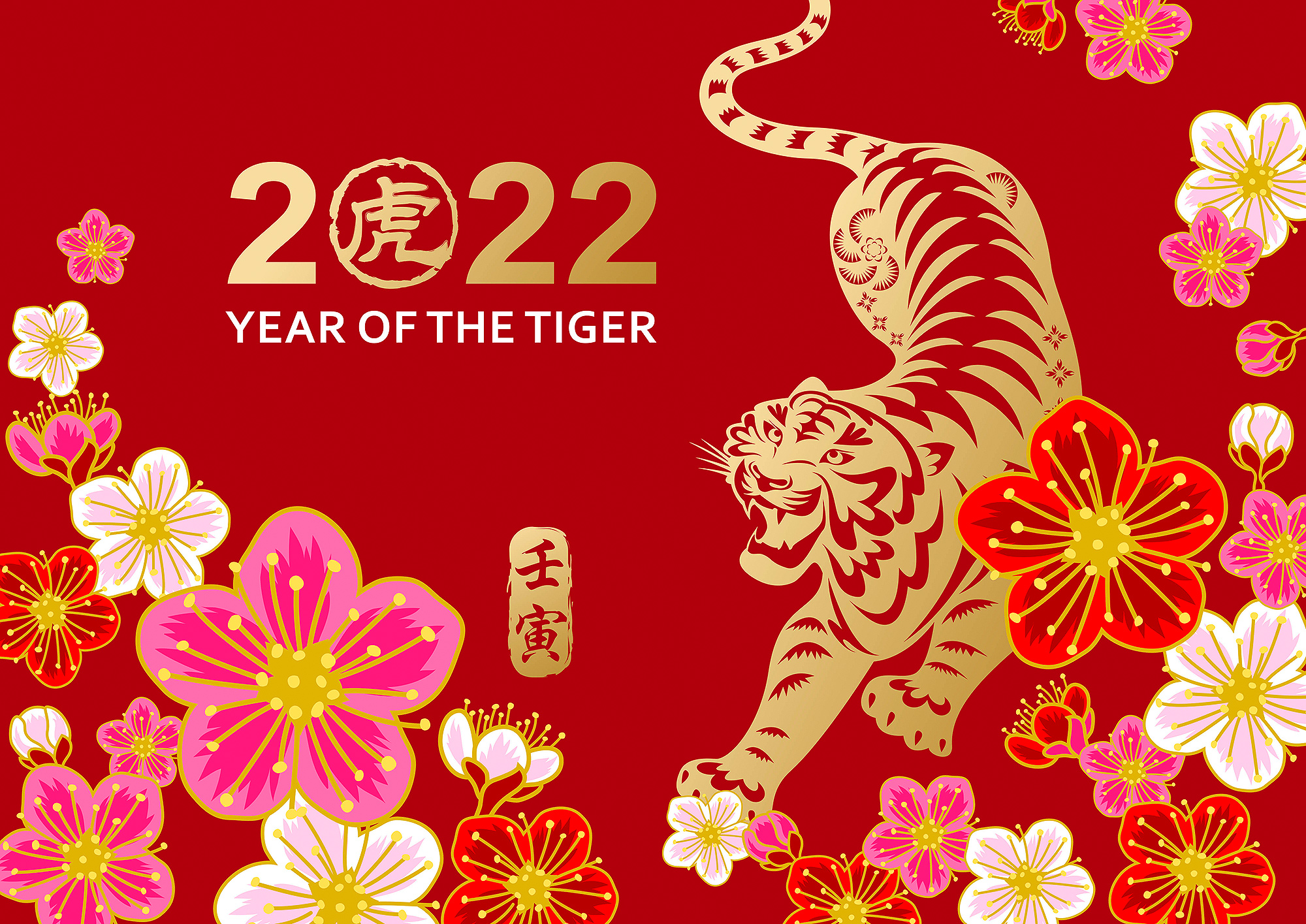 Baixar papel de parede para celular de Flor, Ano Novo Chinês, Feriados, Ano Do Tigre gratuito.