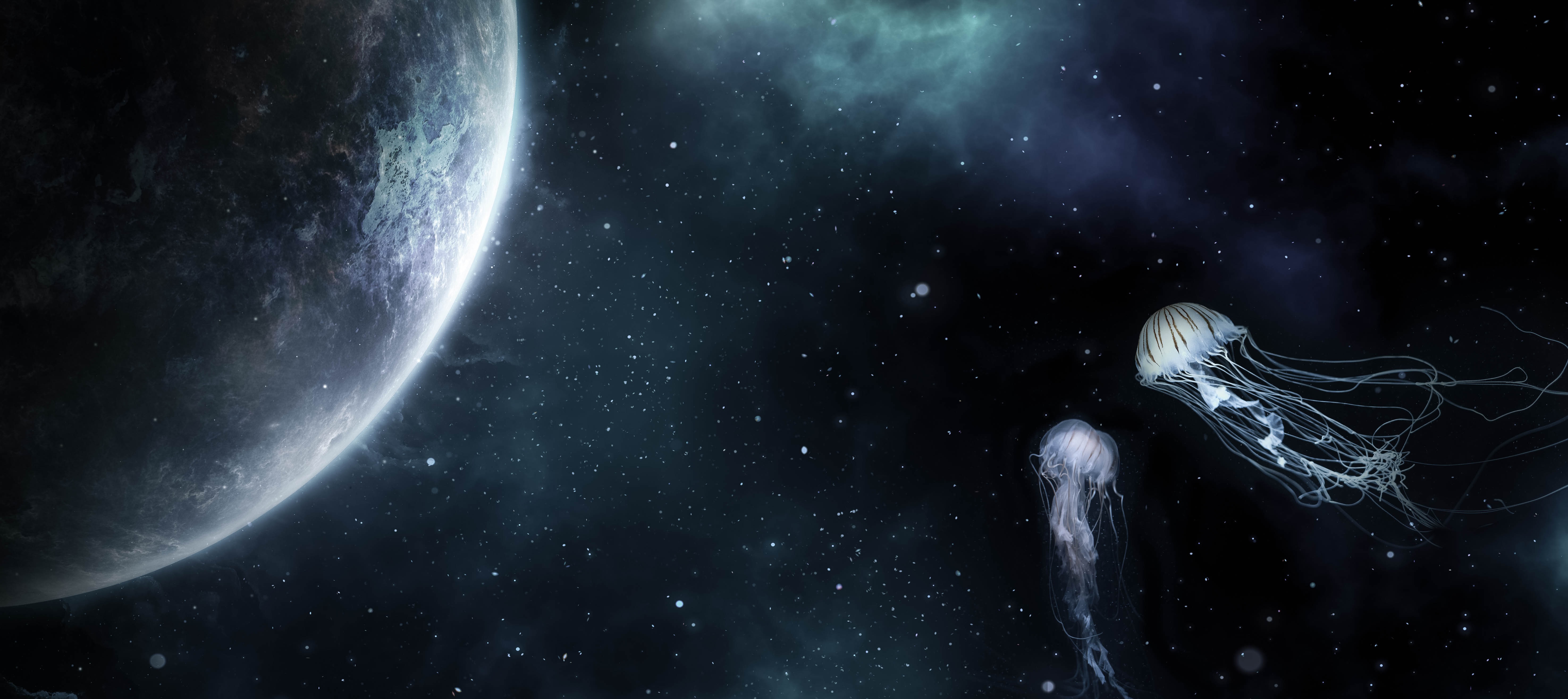 Download mobile wallpaper Jellyfish, Space, Planet, Sci Fi for free.