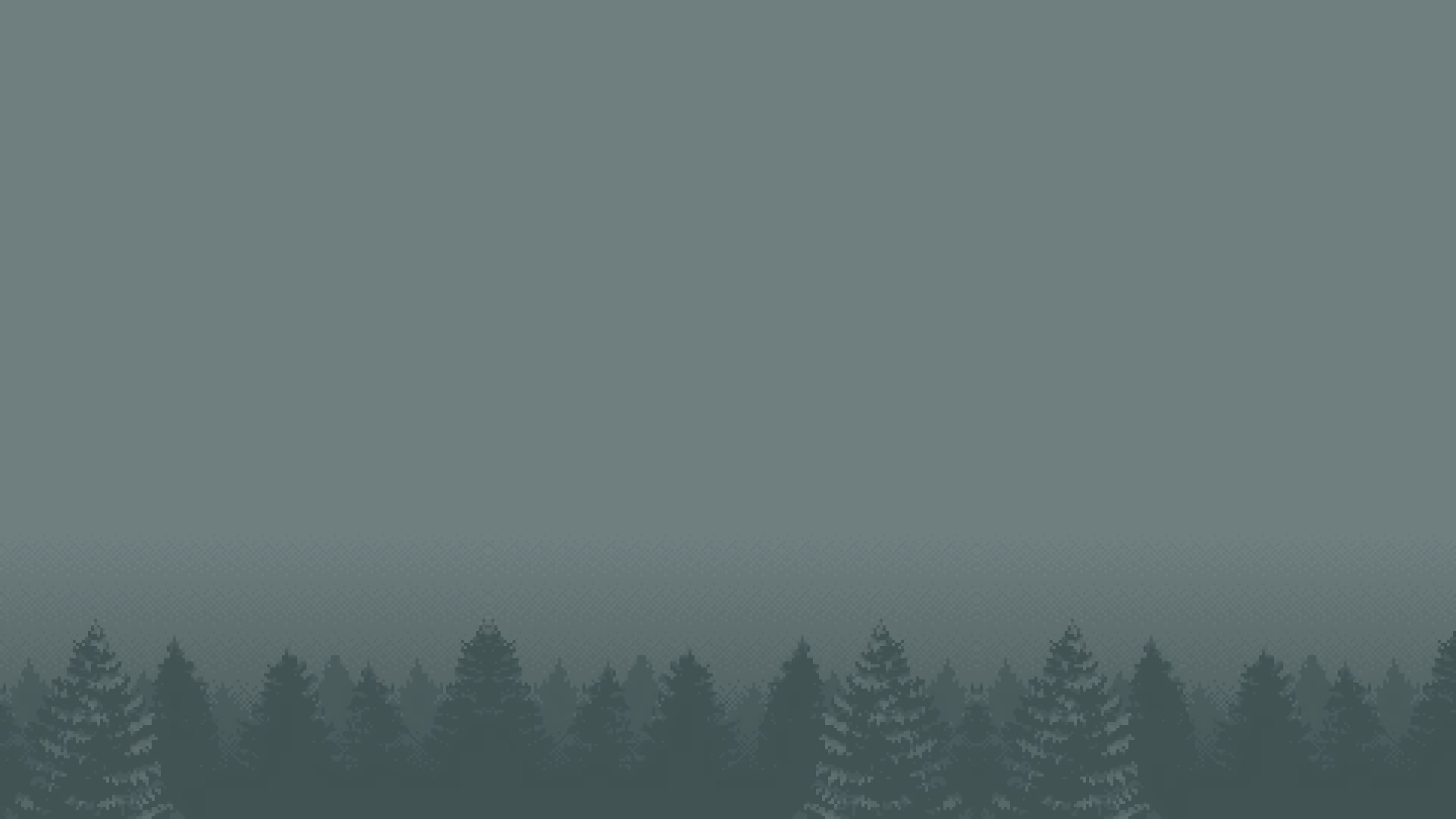 Скачать обои бесплатно Лес, Туман, Художественные, Пиксель Арт картинка на рабочий стол ПК