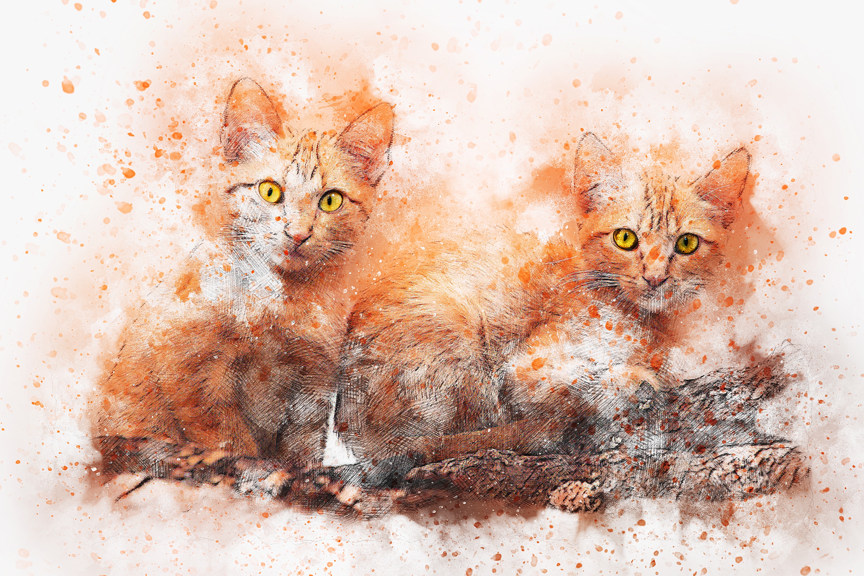 Download mobile wallpaper Cats, Cat, Animal, Painting for free.