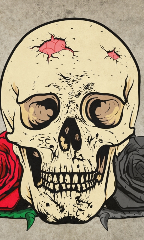 Download mobile wallpaper Dark, Rose, Skull for free.