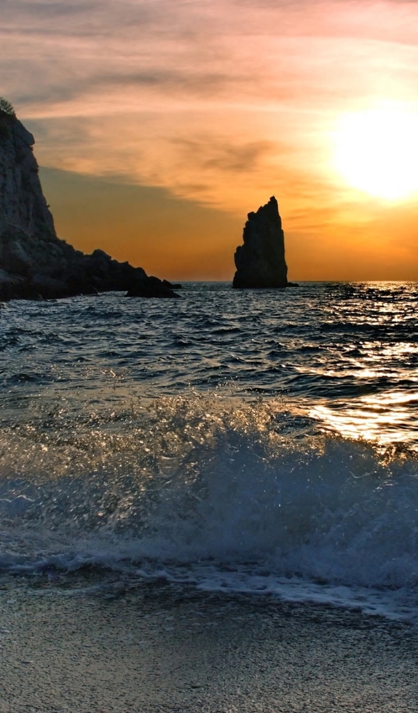 Download mobile wallpaper Sunset, Beach, Horizon, Ocean, Earth, Wave for free.