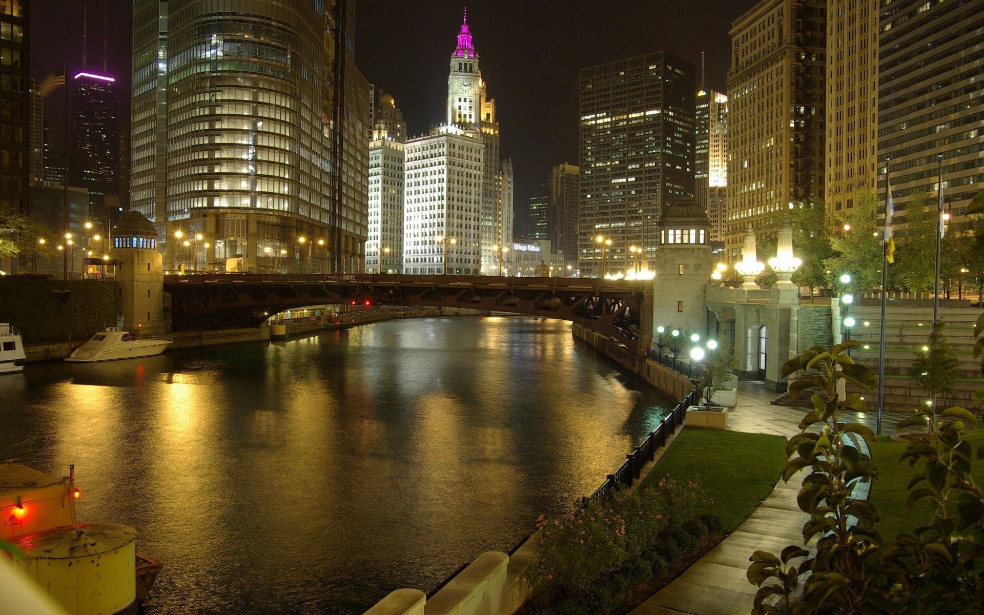 cities, chicago, rivers, usa, city, bridge, evening, united states, street, illinois Aesthetic wallpaper