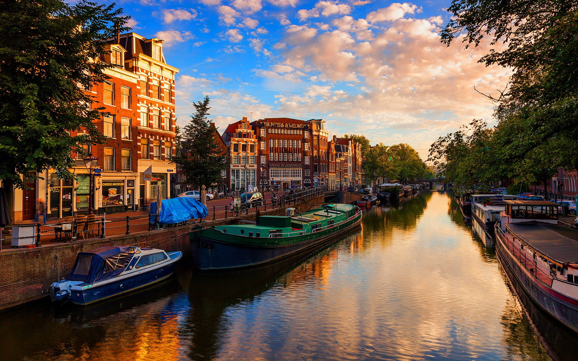 Free download wallpaper City, Building, Tree, Dusk, Boat, Hdr, Netherlands, Photography, Amsterdam, Canal on your PC desktop