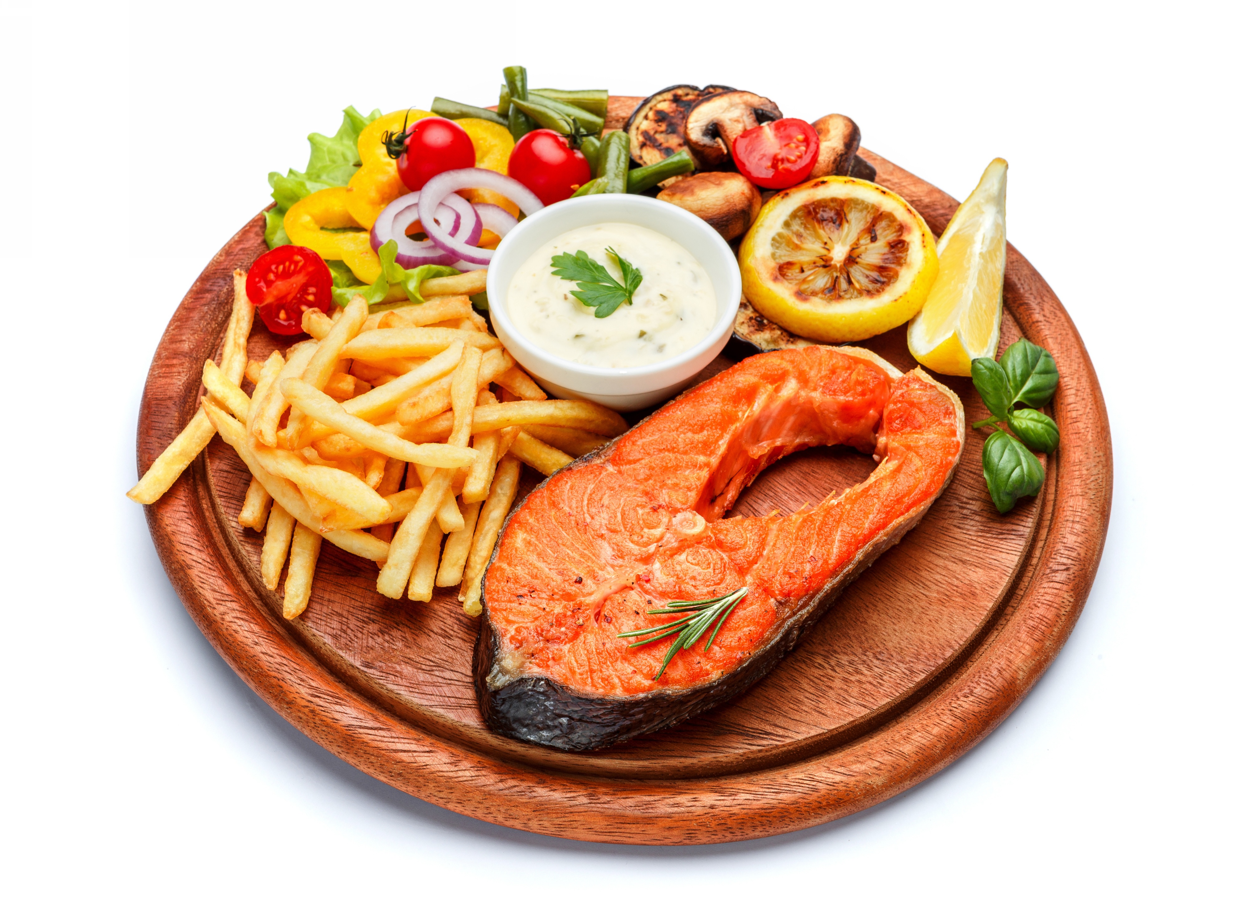 Скачать обои бесплатно Еда, Рыба, Овощ, Морепродукты, Французская Картошка Фри картинка на рабочий стол ПК