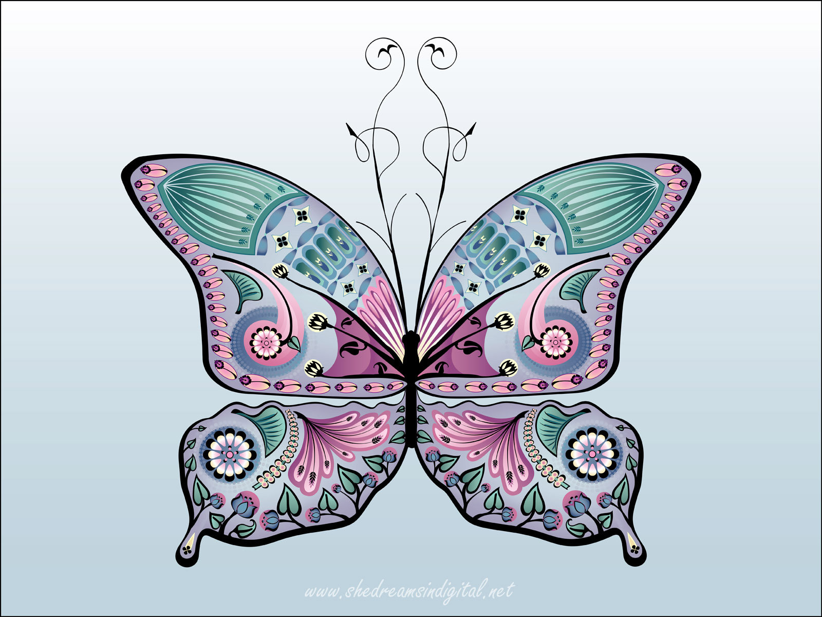 Download mobile wallpaper Pink, Butterfly, Purple, Artistic for free.
