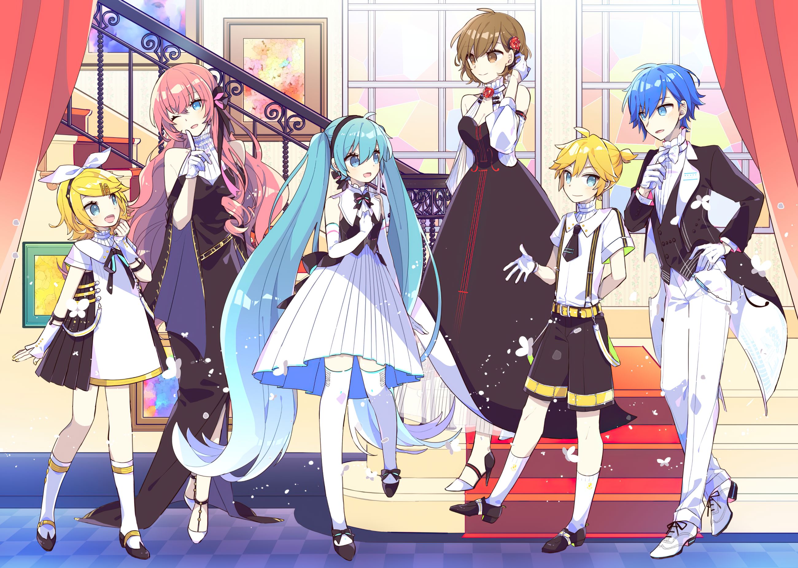 Download mobile wallpaper Anime, Vocaloid, Luka Megurine, Rin Kagamine, Kaito (Vocaloid), Len Kagamine, Meiko (Vocaloid) for free.