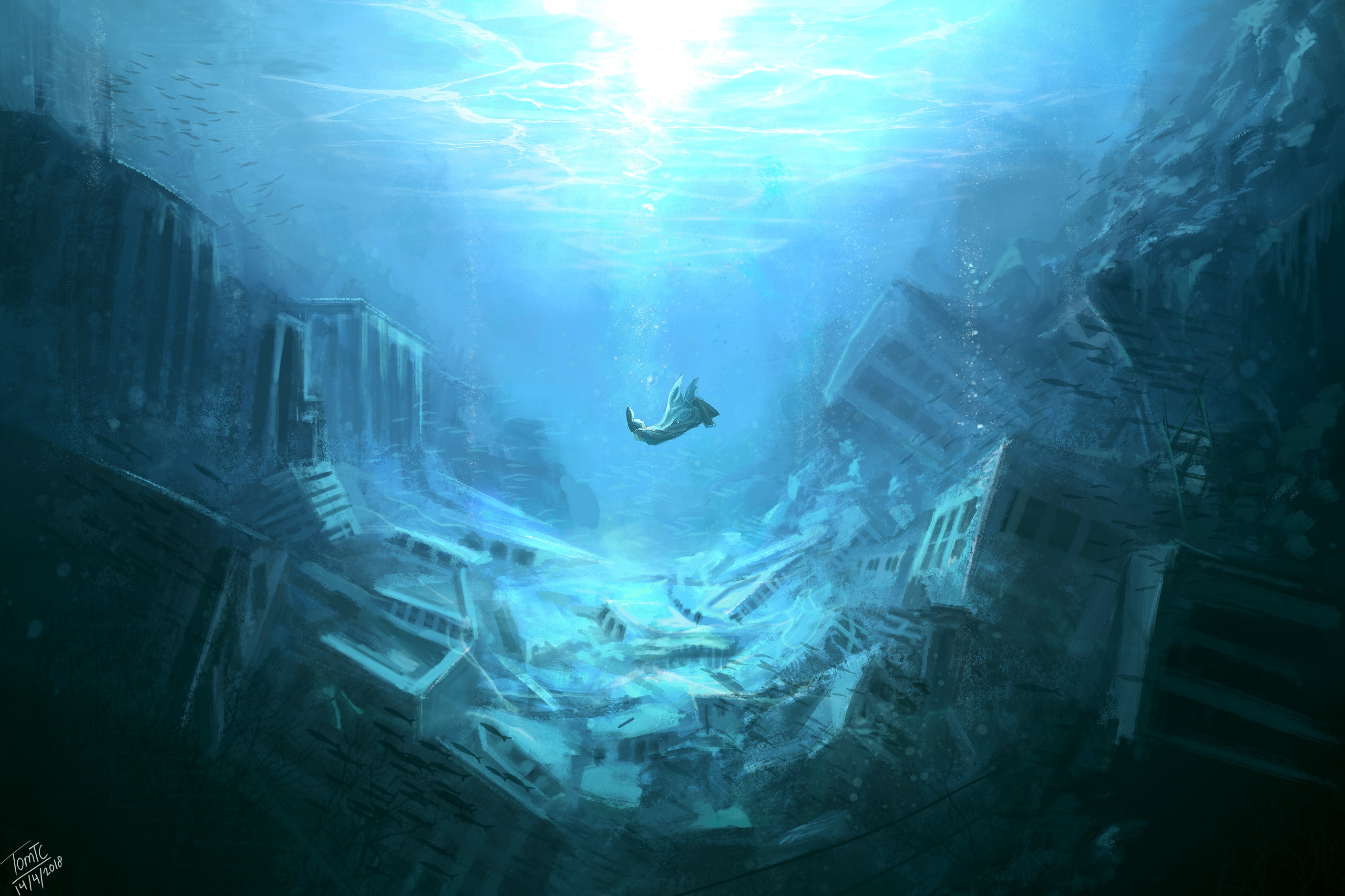 Laden Sie das Fantasie, Unterwasser-Bild kostenlos auf Ihren PC-Desktop herunter