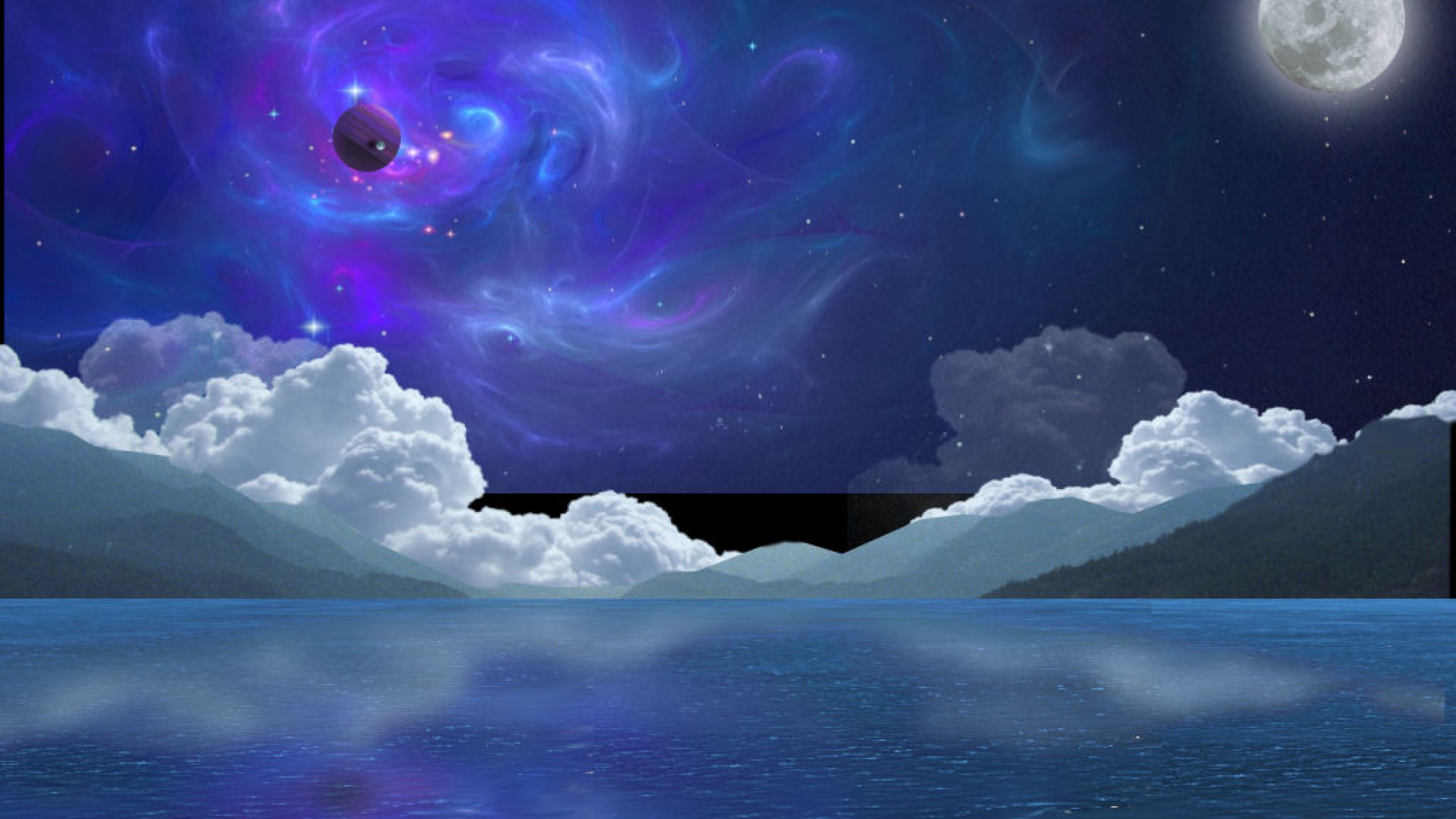 Завантажити шпалери безкоштовно Небо, Космос, Океан, Планета, Художній, Хмара картинка на робочий стіл ПК