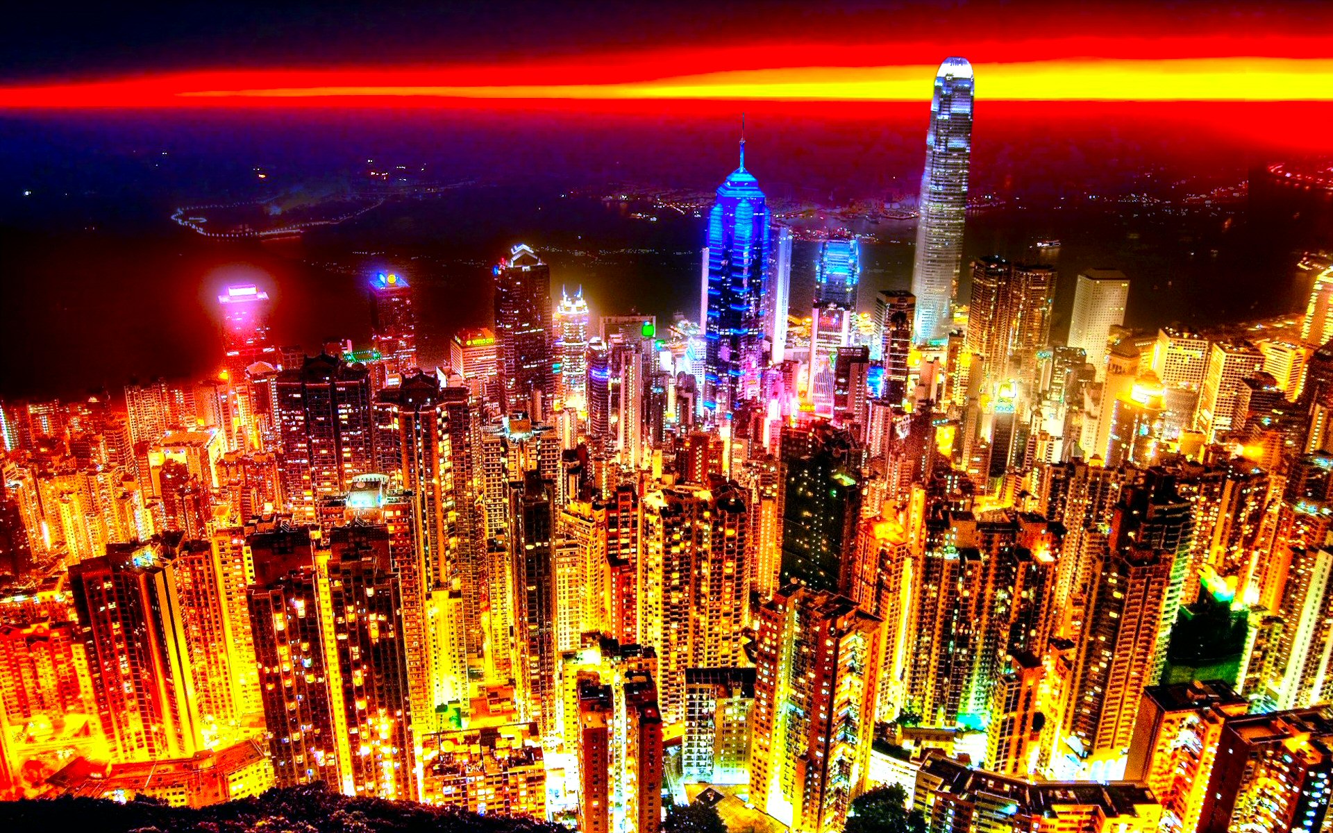 276027画像をダウンロード香港, マンメイド, 街, 地平線, 日没, 都市-壁紙とスクリーンセーバーを無料で