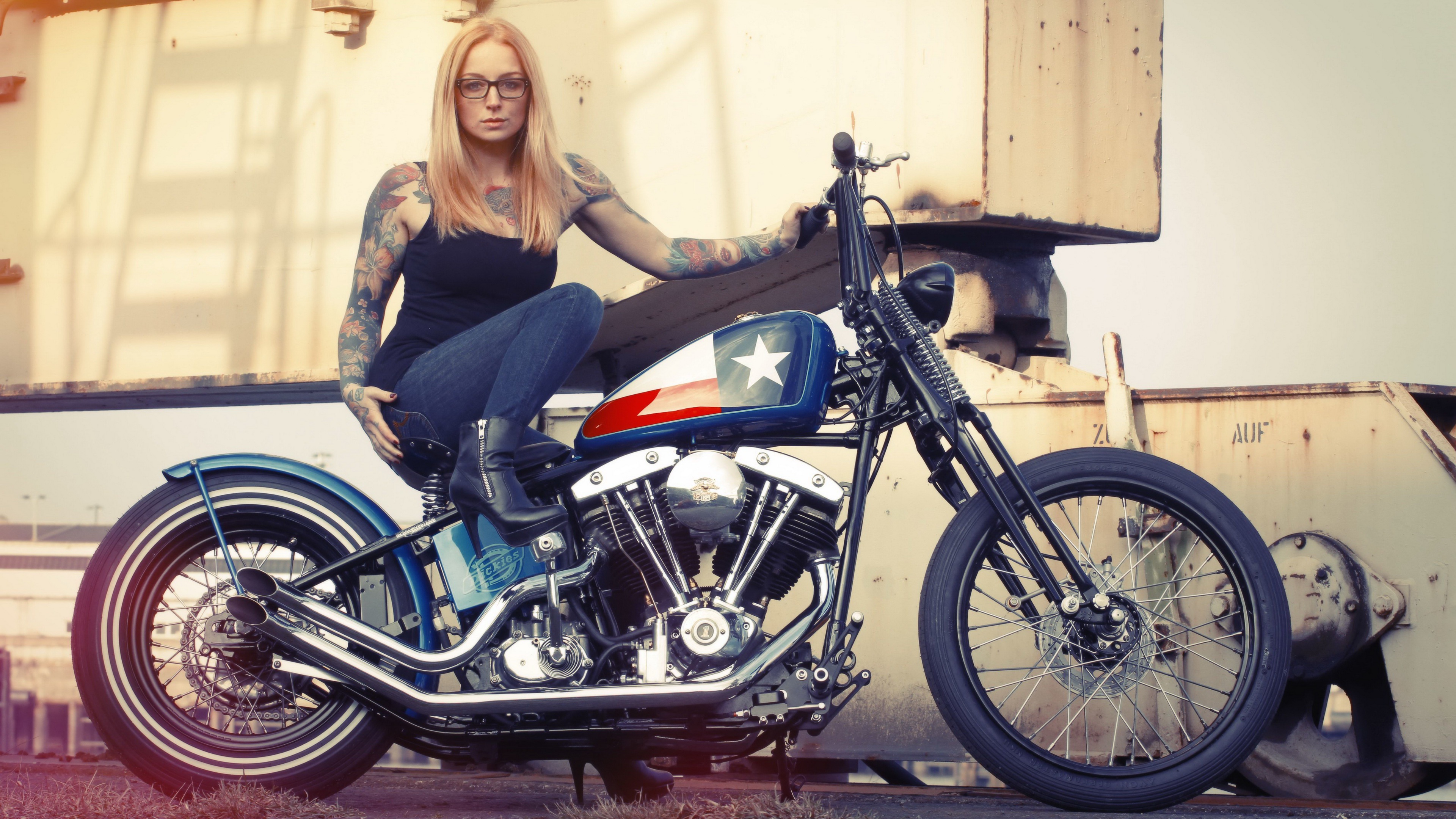 Download mobile wallpaper Tattoo, Motorcycle, Blonde, Women, Girls & Motorcycles for free.