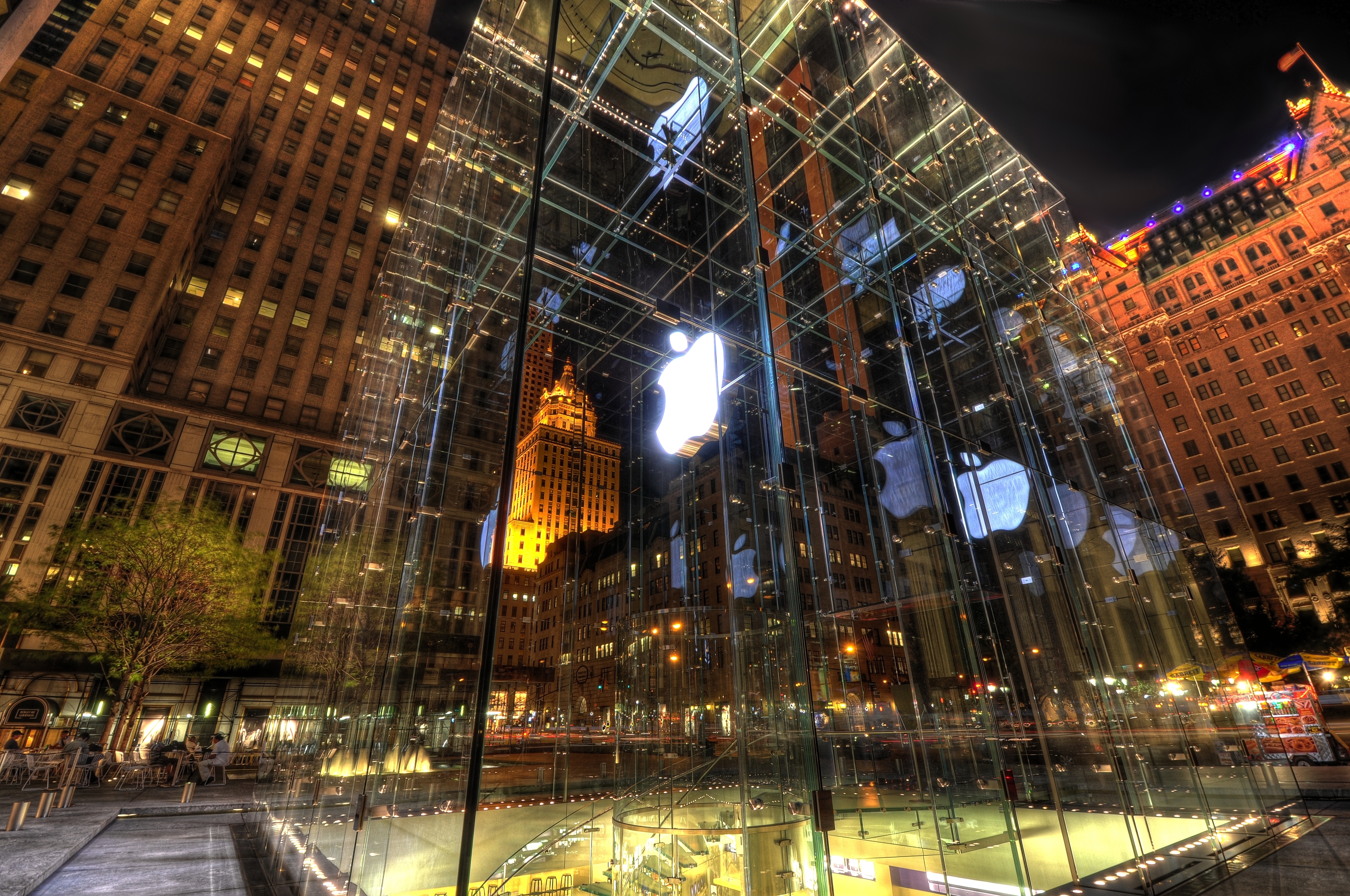 726141 descargar fondo de pantalla apple inc, hecho por el hombre, tienda apple, edificio, hdr, luz, nueva york, tienda, tecnología: protectores de pantalla e imágenes gratis