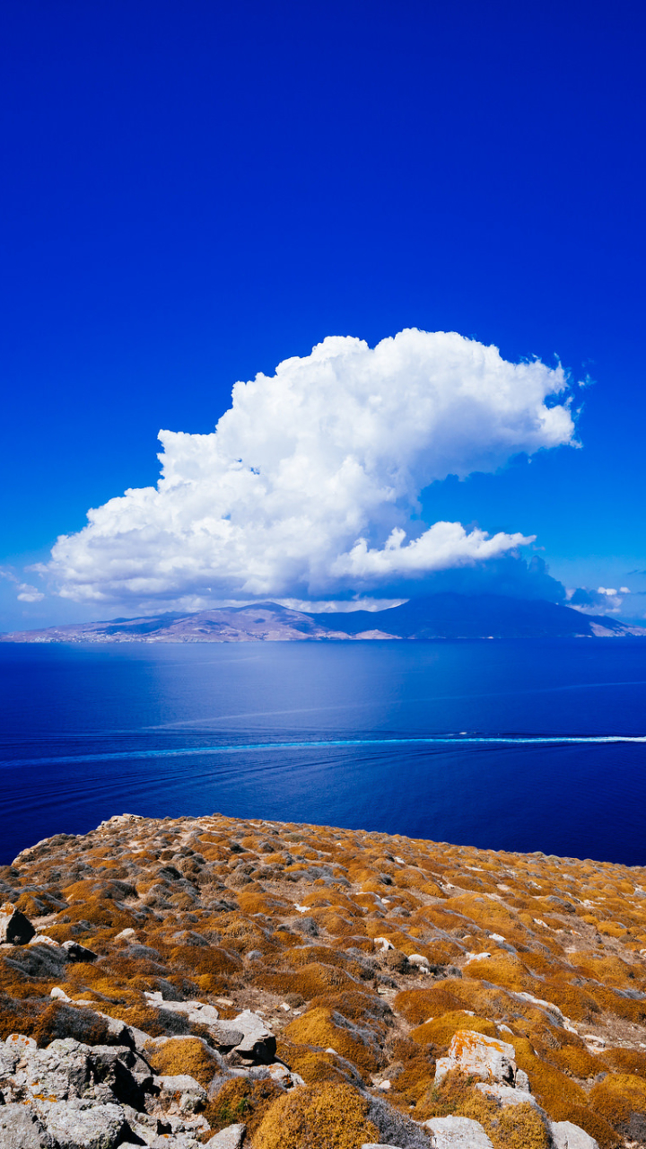 Скачать картинку Море, Облака, Облако, Греция, Земля/природа, Морской Пейзаж в телефон бесплатно.