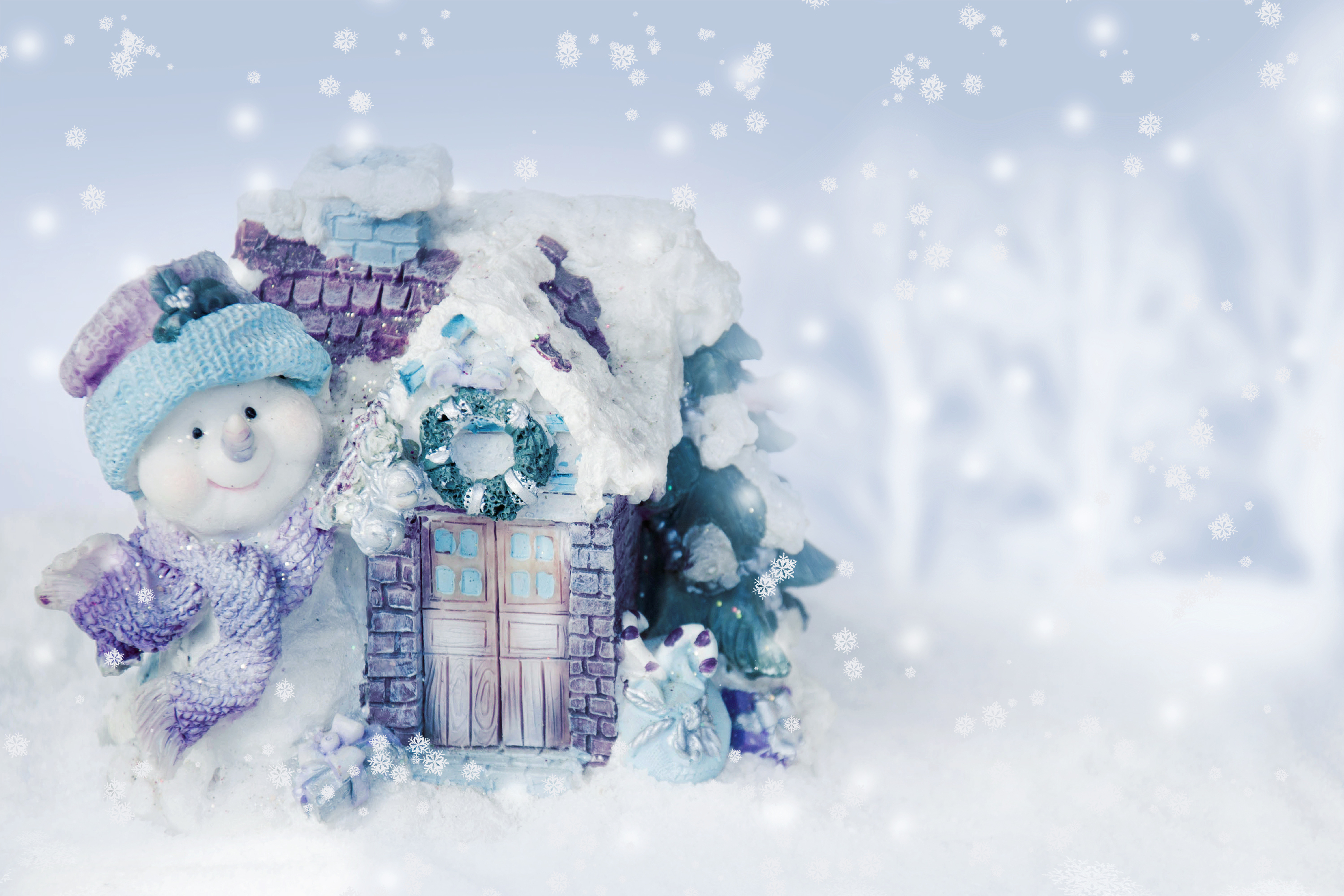 774757 descargar fondo de pantalla copo de nieve, día festivo, navidad, frío, decoración, casa, nieve, muñeco de nieve, blanco, invierno: protectores de pantalla e imágenes gratis