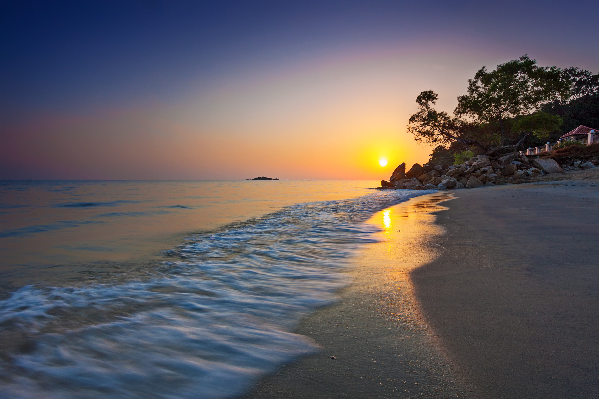 earth, beach, coast, malaysia, sunset