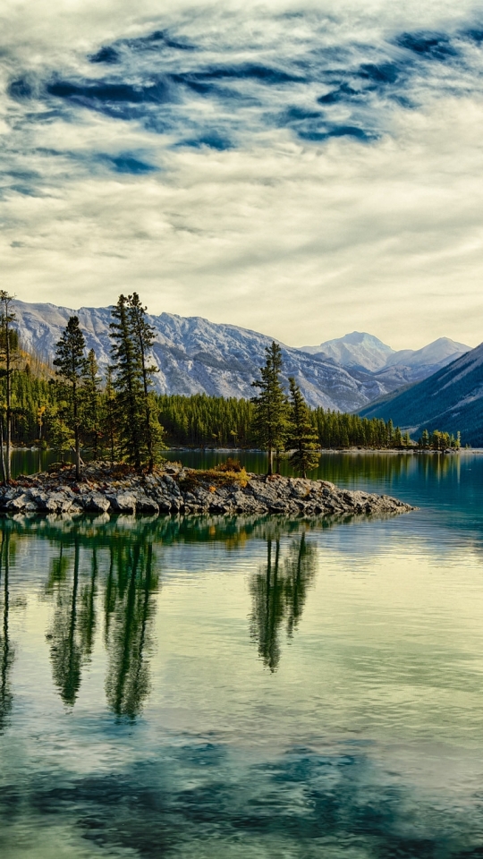 Descarga gratuita de fondo de pantalla para móvil de Naturaleza, Cielo, Montaña, Lago, Reflexión, Árbol, Isla, Hdr, Nube, Tierra/naturaleza, Reflejo.