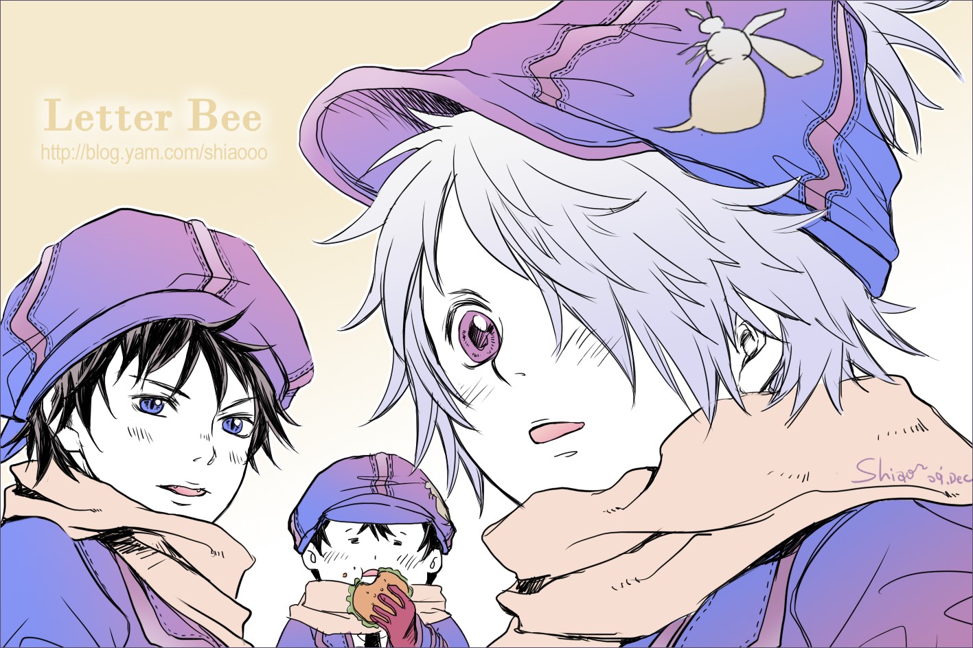anime, letter bee