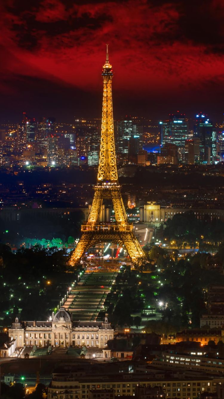 Скачать картинку Ночь, Париж, Эйфелева Башня, Памятники, Город, Свет, Франция, Городской Пейзаж, Легкий, Сделано Человеком в телефон бесплатно.
