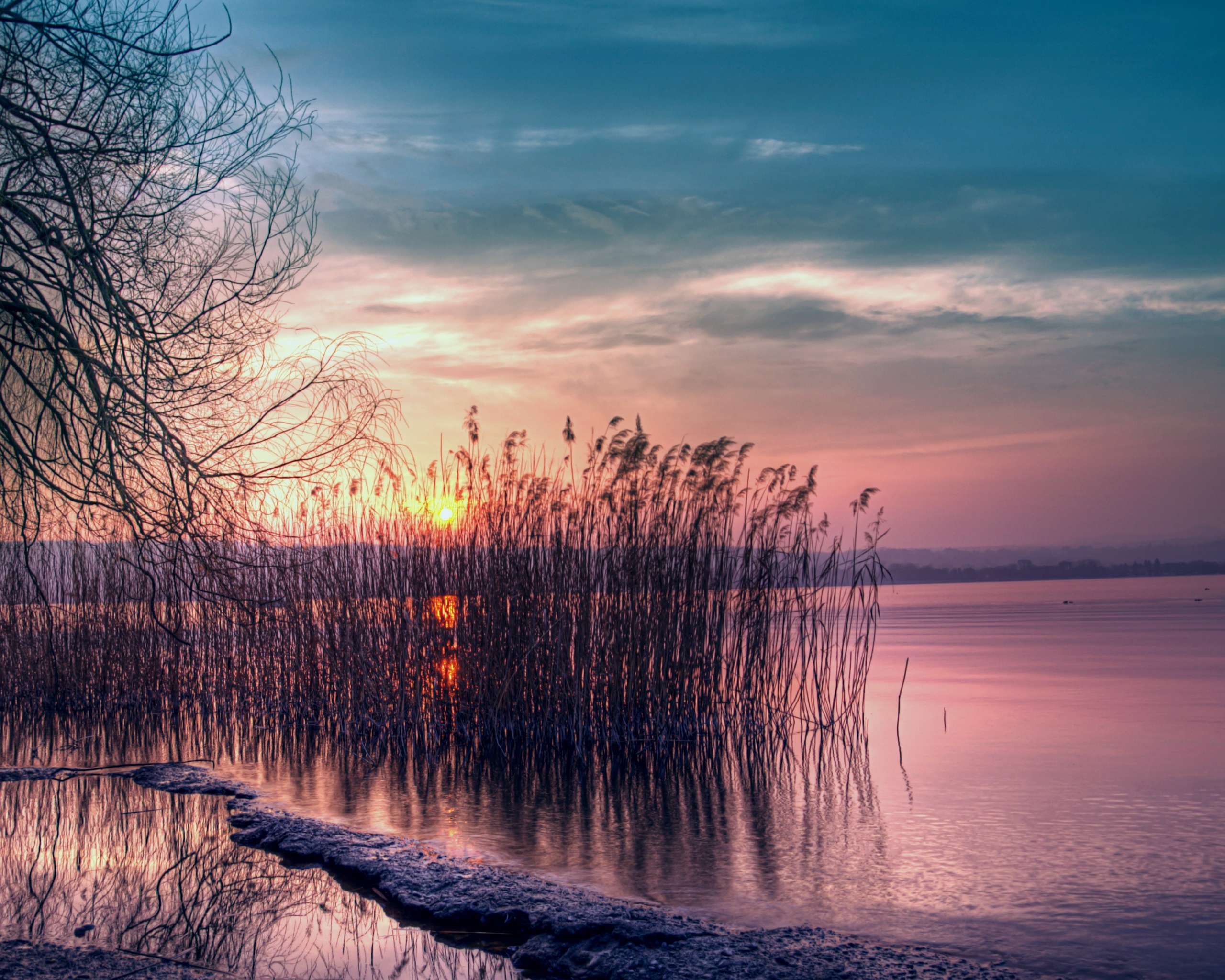 Free download wallpaper Landscape, Sunset, Lakes on your PC desktop