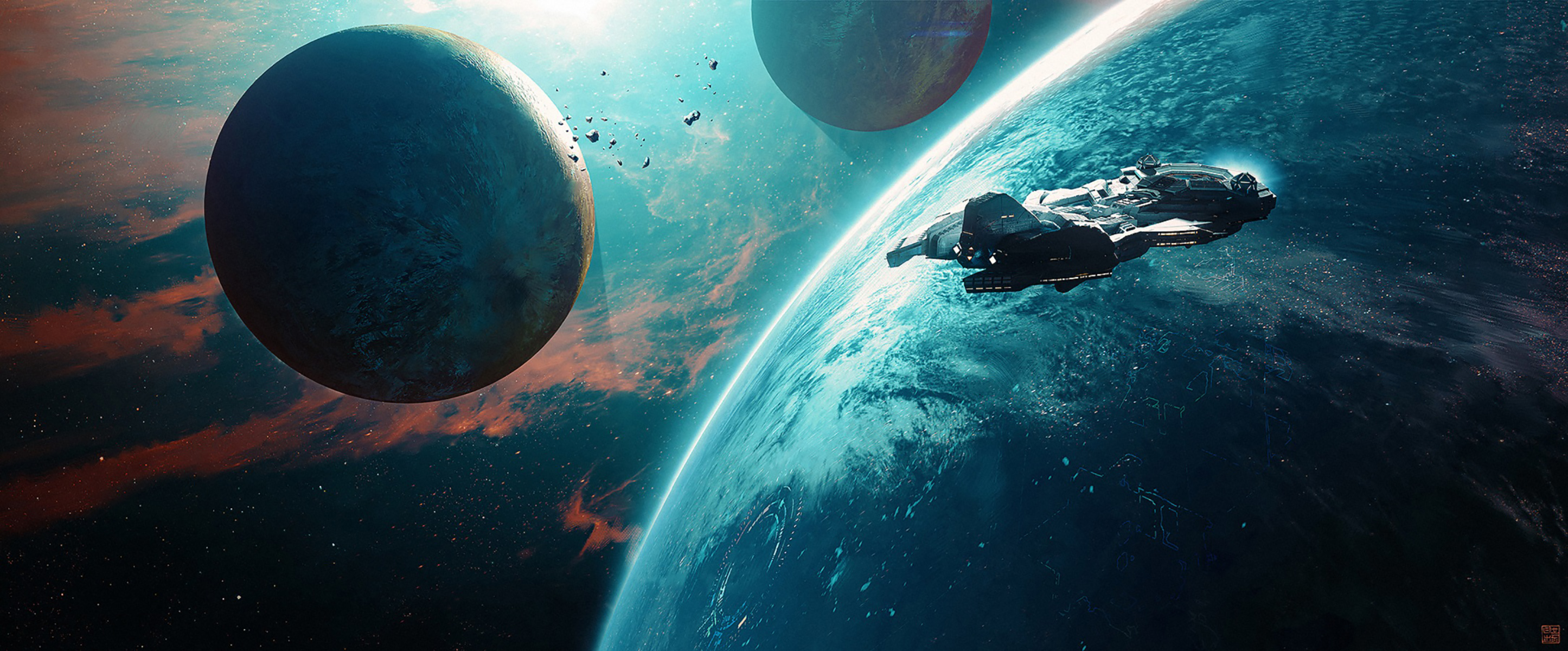Free download wallpaper Space, Planet, Sci Fi, Spaceship on your PC desktop