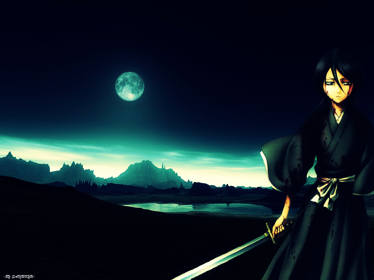 Handy-Wallpaper Bleach, Rukia Kuchiki, Animes kostenlos herunterladen.