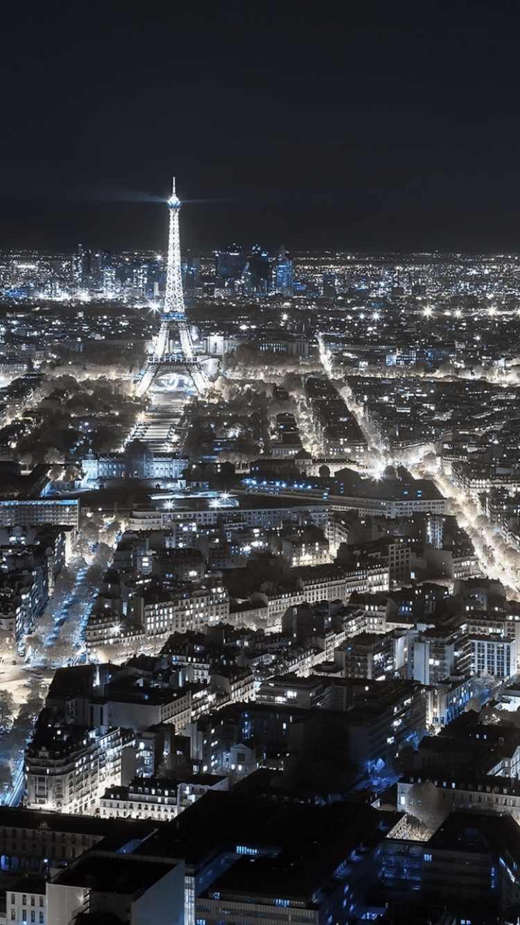 無料モバイル壁紙都市, 街, パリ, エッフェル塔, 建物, 光, フランス, 夜, マンメイド, 街並みをダウンロードします。