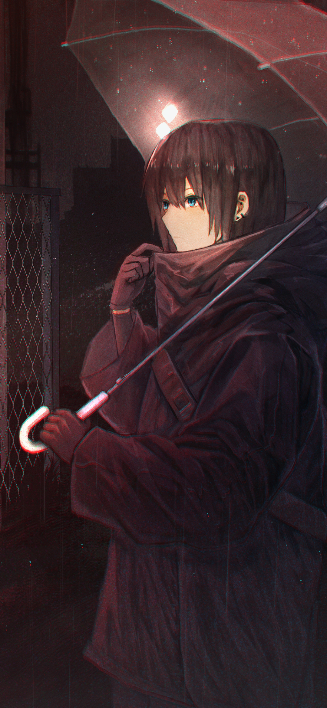 Download mobile wallpaper Anime, Night, Umbrella, Original, Black Hair for free.