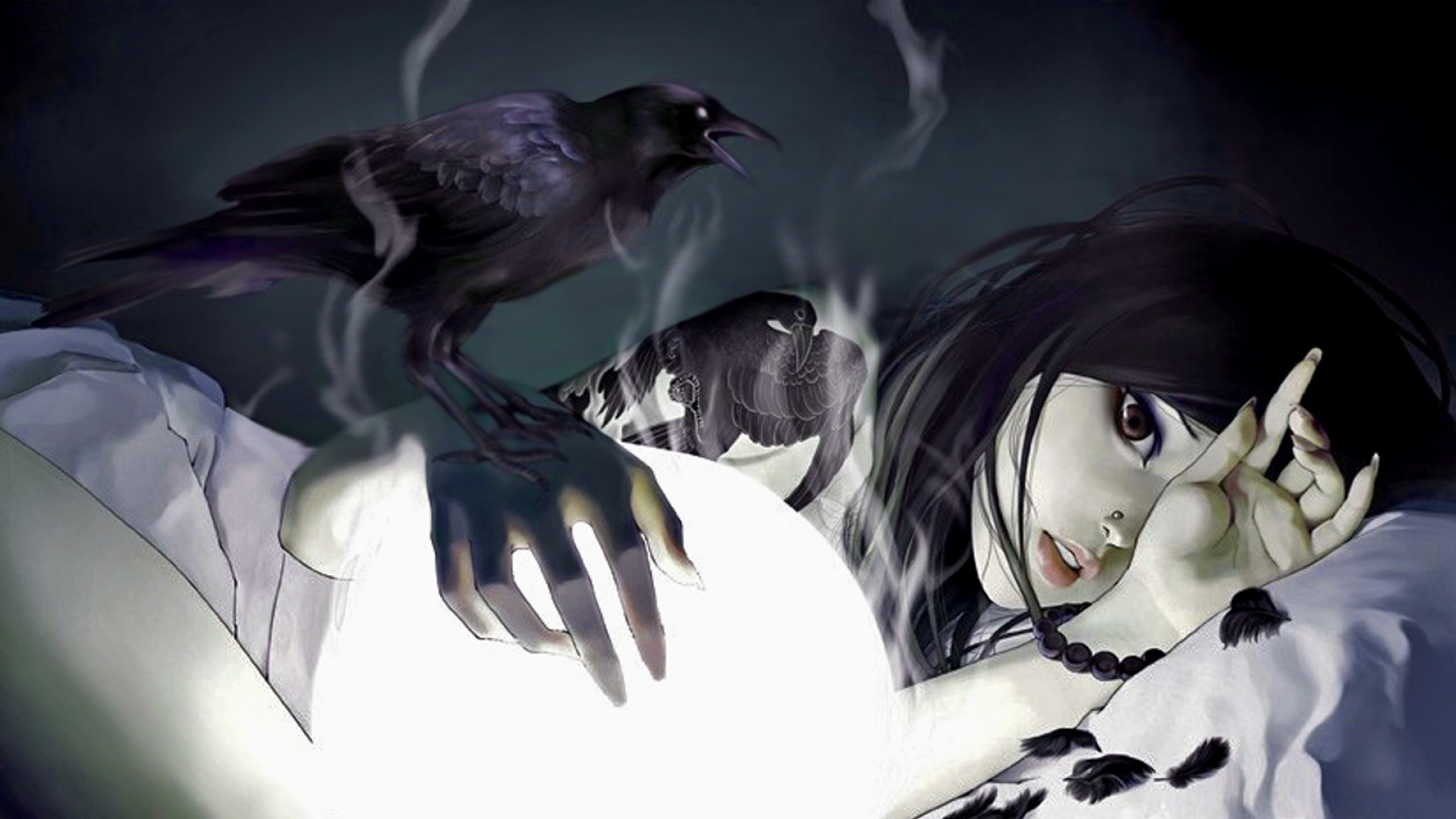 Free download wallpaper Anime, Gothic, Girl, Raven on your PC desktop