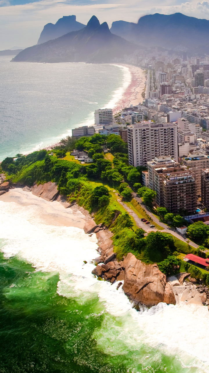 Download mobile wallpaper Cities, Beach, City, Mountain, Megapolis, Rio De Janeiro, Brazil, Coastline, Man Made for free.