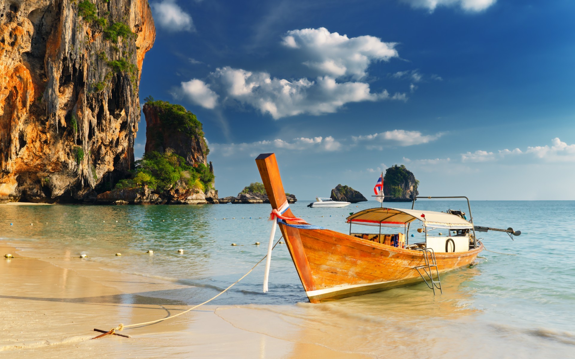 Free download wallpaper Nature, Sea, Landscape, Boats on your PC desktop