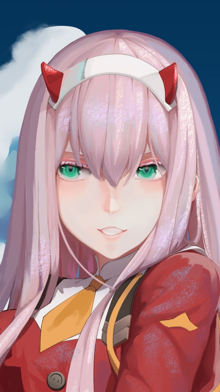 Handy-Wallpaper Grüne Augen, Pinkes Haar, Animes, Darling In The Franxx, Zero Two (Liebling Im Franxx) kostenlos herunterladen.