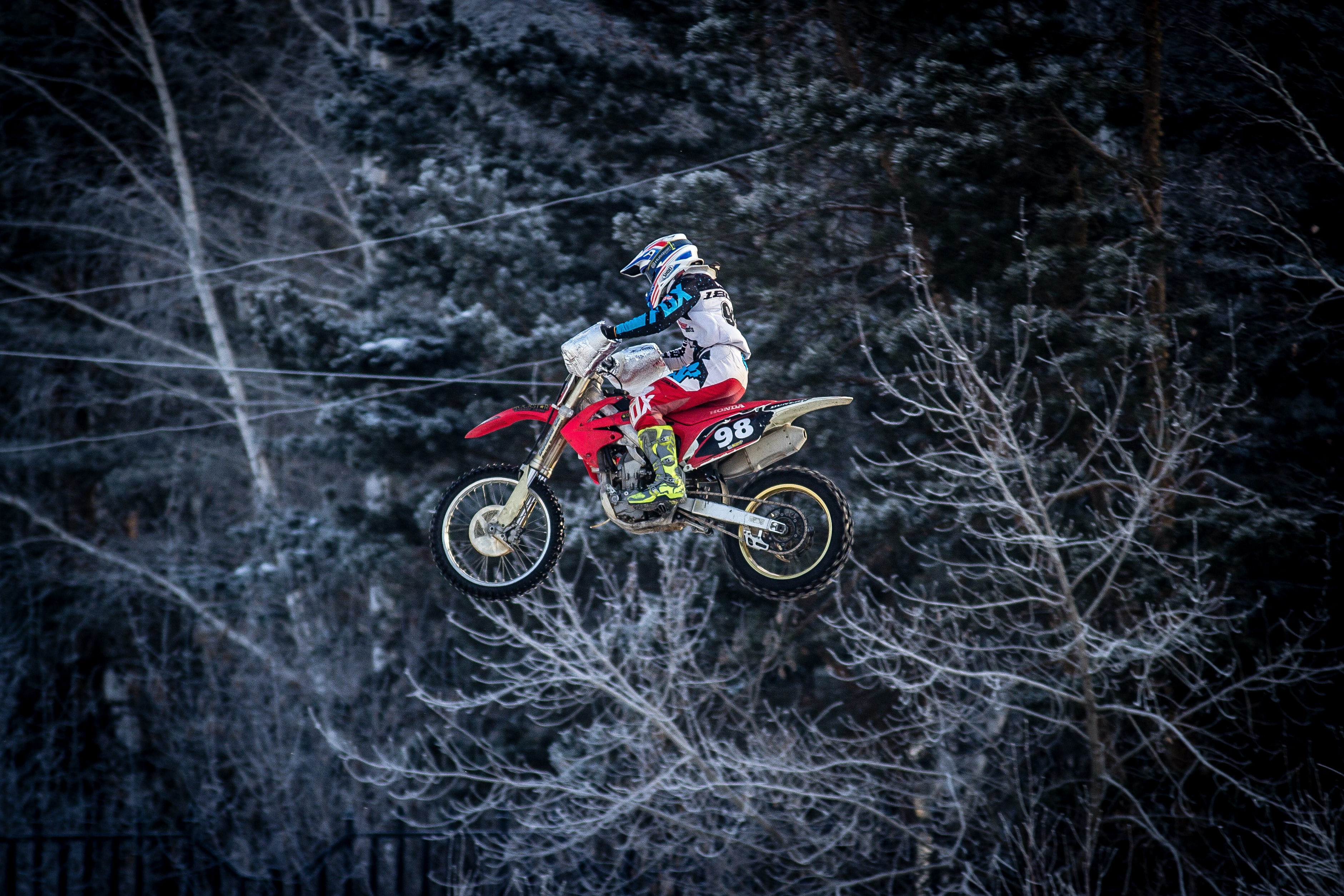 trick, extreme, motorcycles, winter, honda, motorcyclist, motorcycle, bounce, jump
