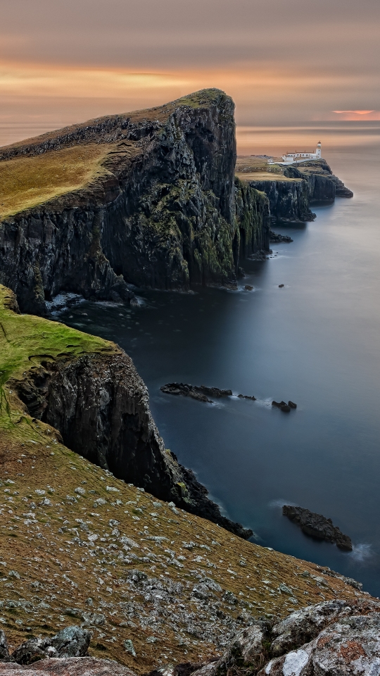 Download mobile wallpaper Horizon, Ocean, Cliff, Lighthouse, Coastline, Photography for free.