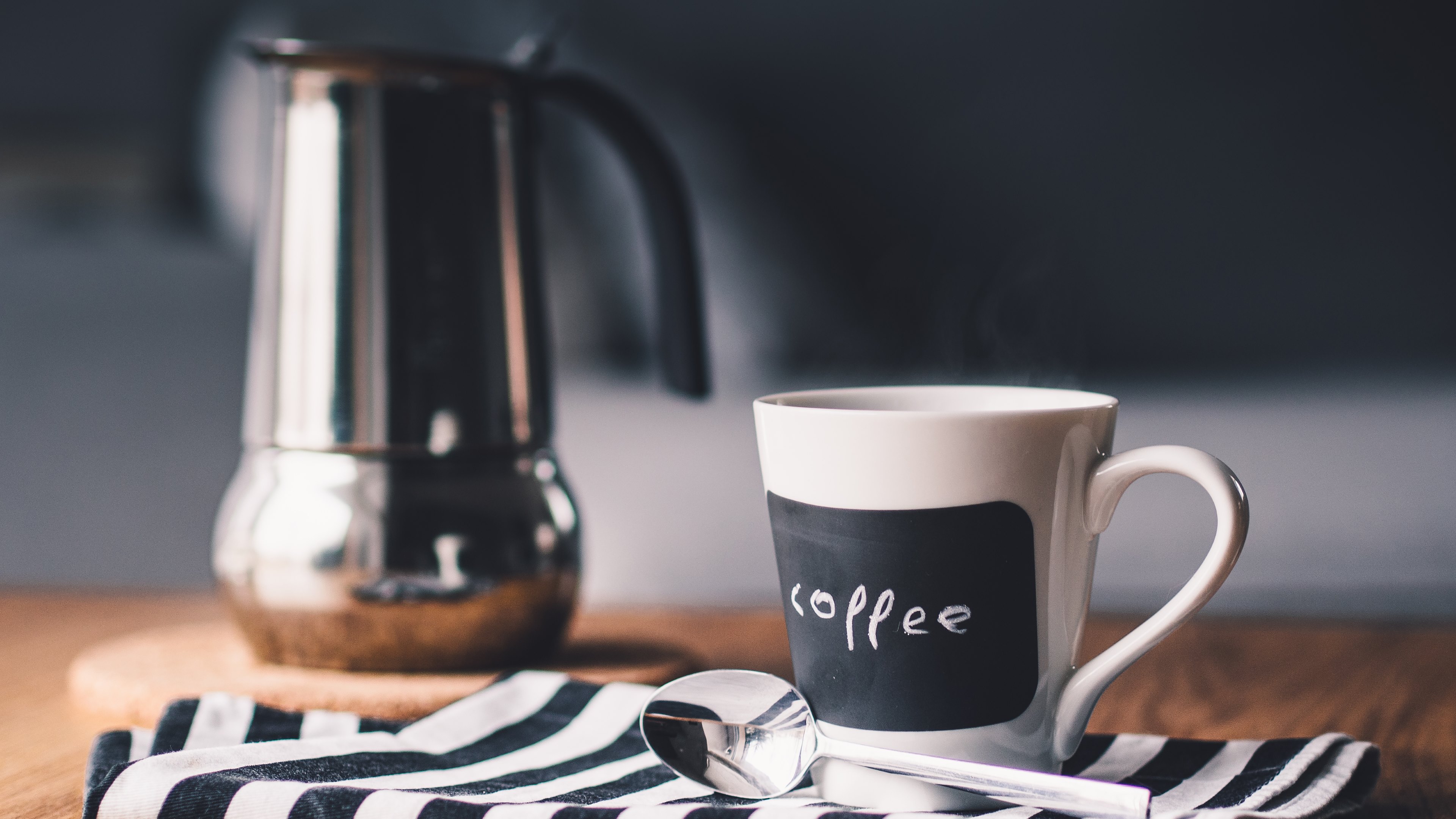 food, coffee, black & white, cup, mug, spoon
